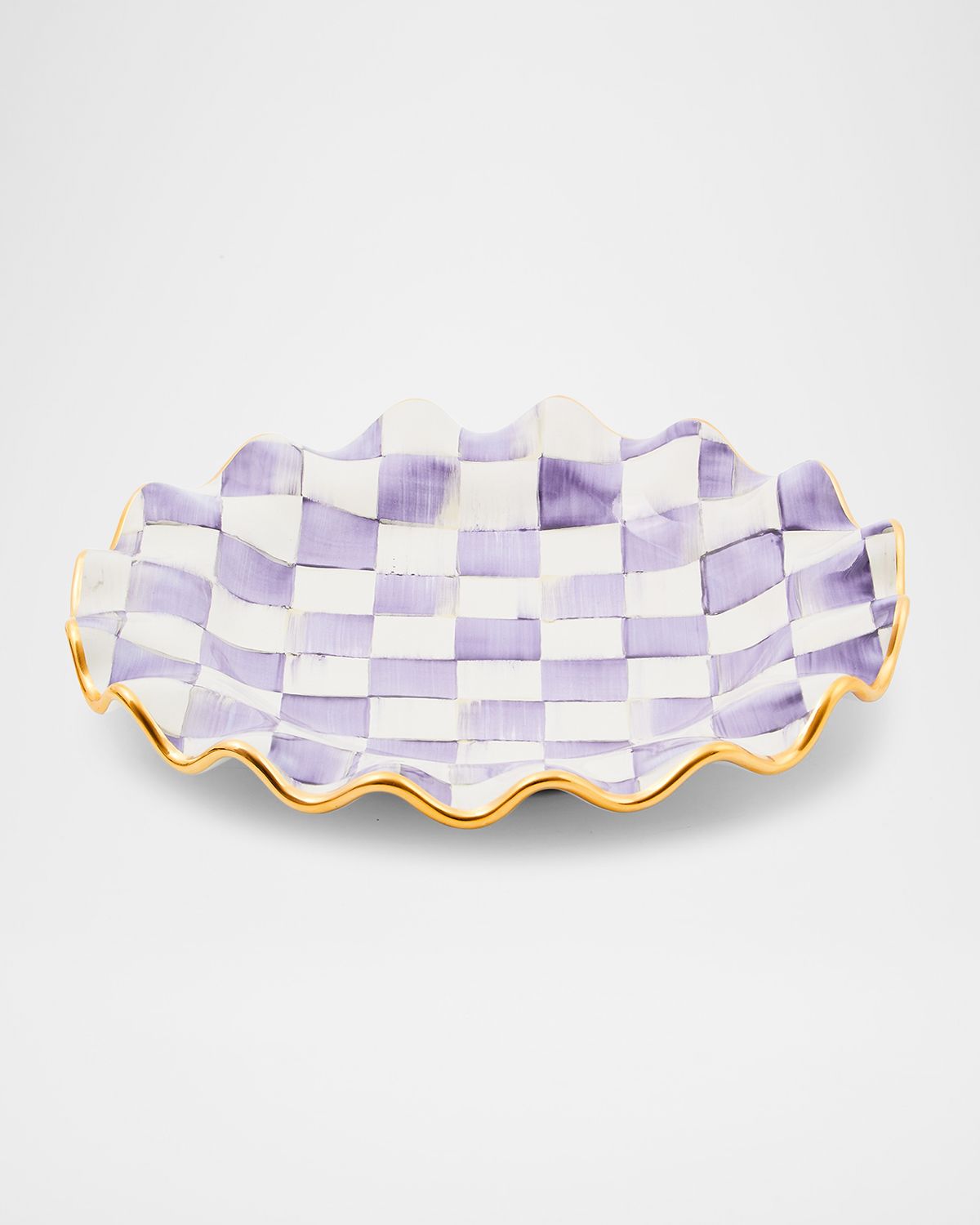 MacKenzie-Childs Violet Check Fluted Ceramic Dinner Plate