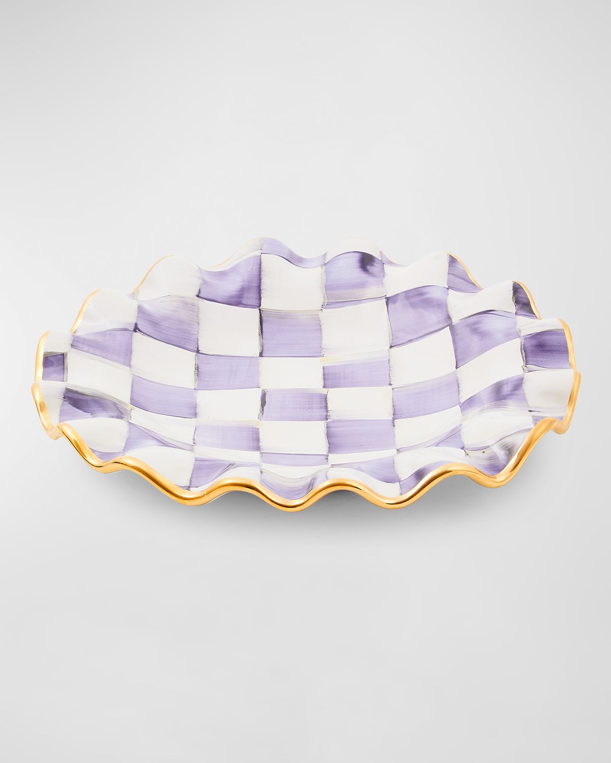 MacKenzie-Childs Violet Check Fluted Ceramic Dessert Plate
