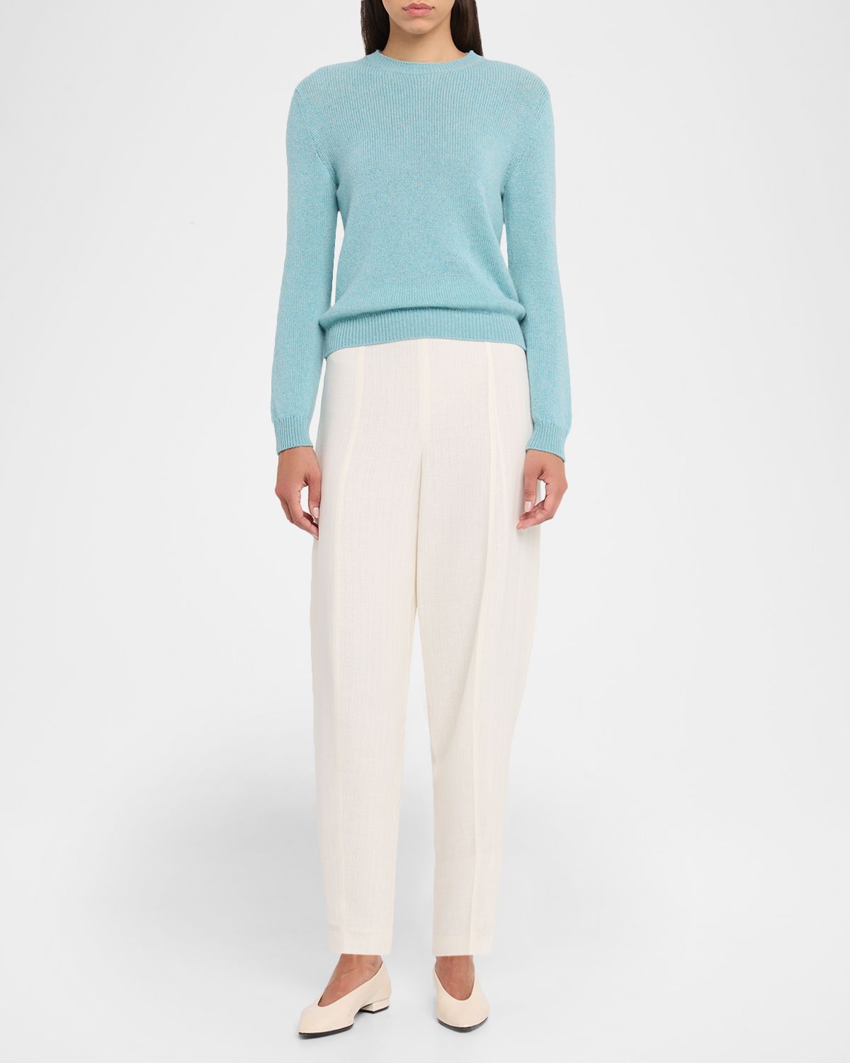 Loro Piana Fobello Crewneck Baby Cashmere Top