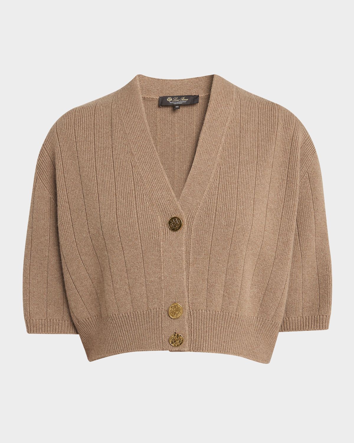 Loro Piana Cervatto Short-Sleeve Baby Cashmere Cardigan
