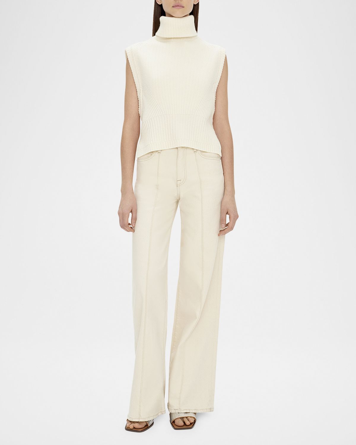 SIMKHAI Maple Wool & Cashmere Sleeveless Turtleneck Top