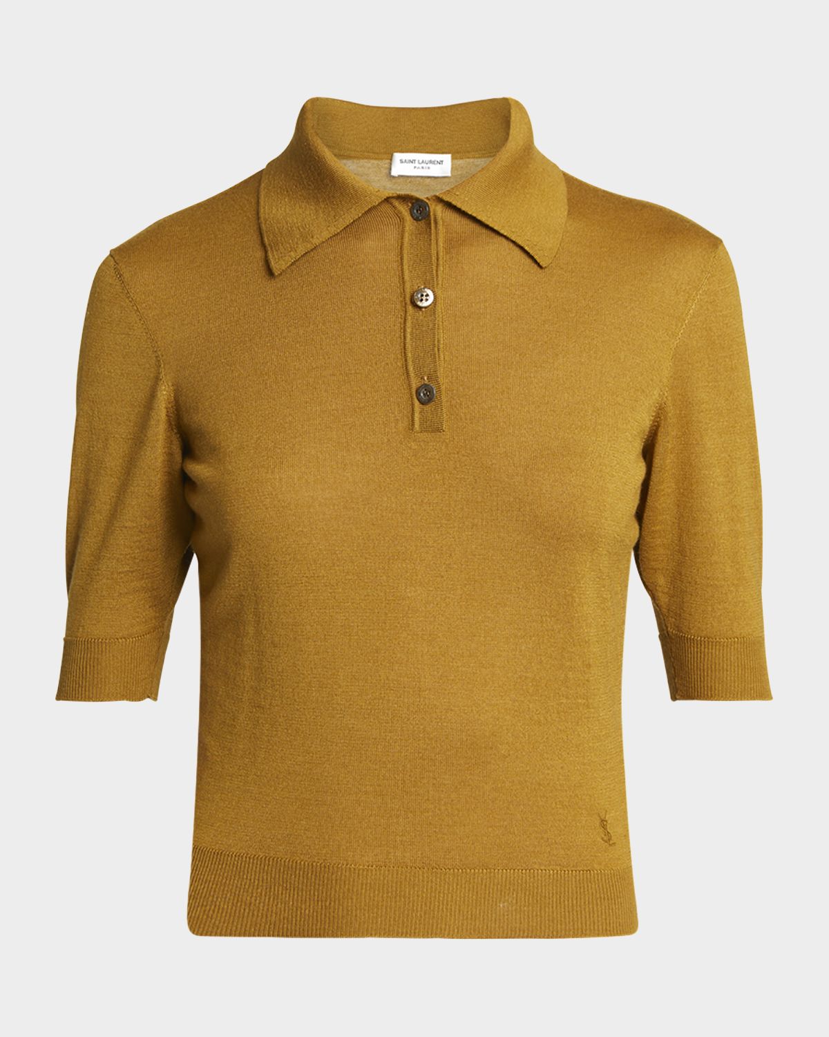 Saint Laurent Short-Sleeve Wool-Cashmere Polo Shirt
