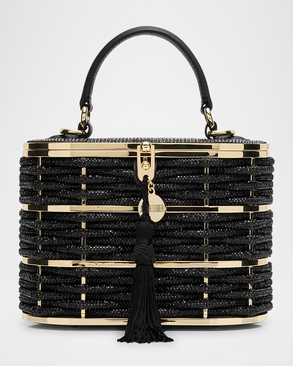 Willow Woven Crystal Basket Top-Handle Bag
