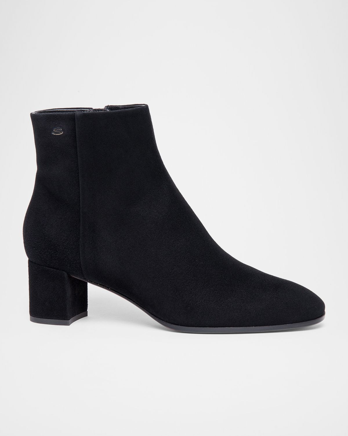 Santoni Suede Block-Heel Ankle Booties | Thumbnail 6