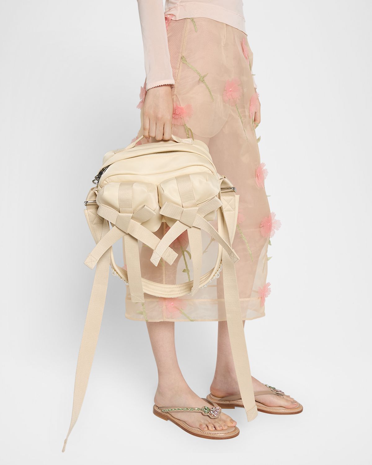 Simone Rocha Utility Bow Pearly Pochette Shoulder Bag