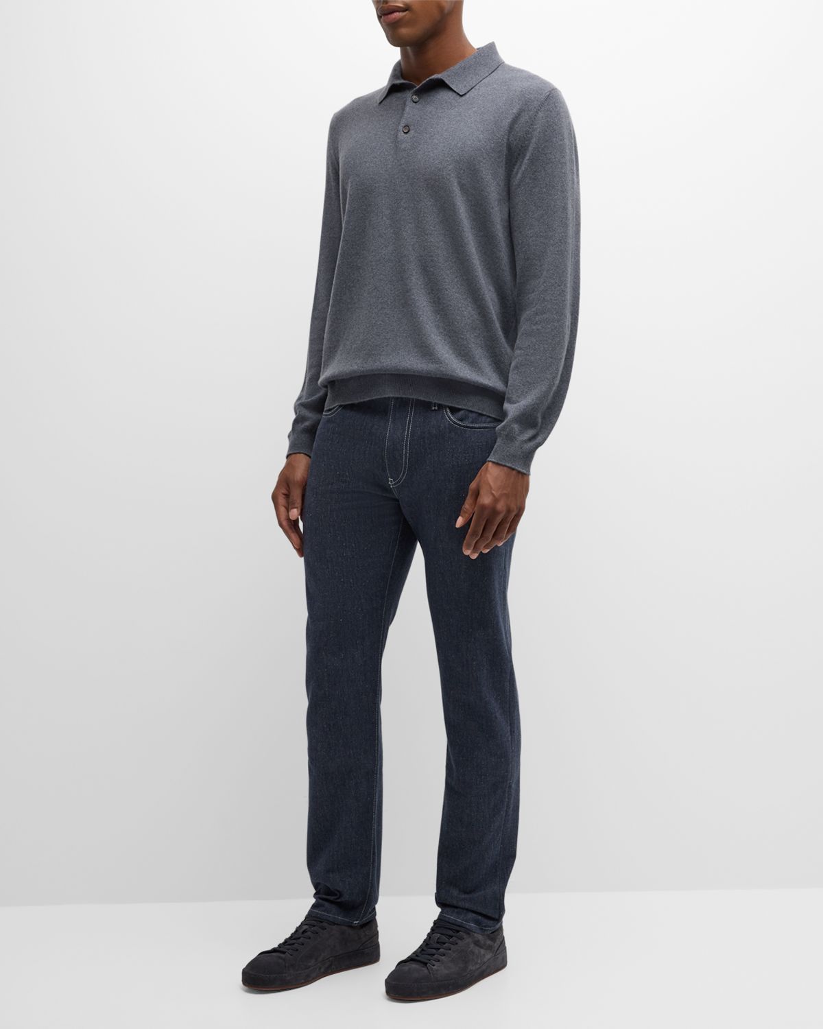 Loro Piana Men 's Arona Baby Cashmere Polo Sweater