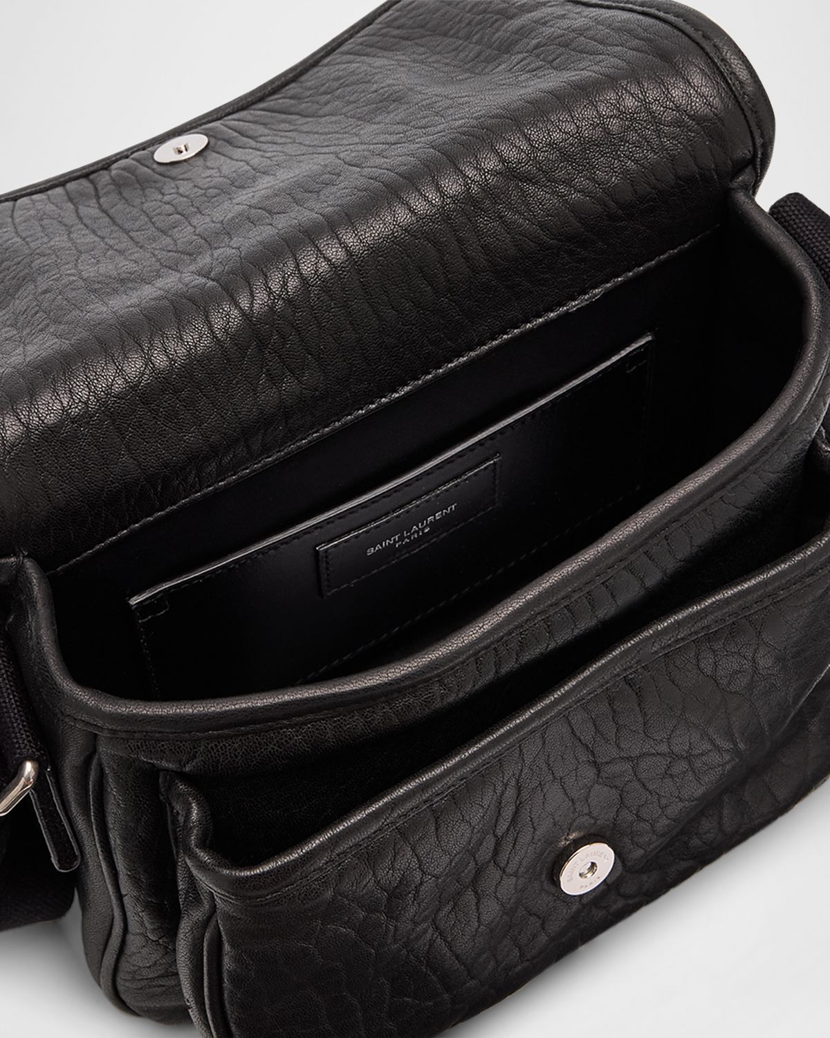 Saint Laurent Men 's Niki Small Messenger Bag in Grained Lambskin