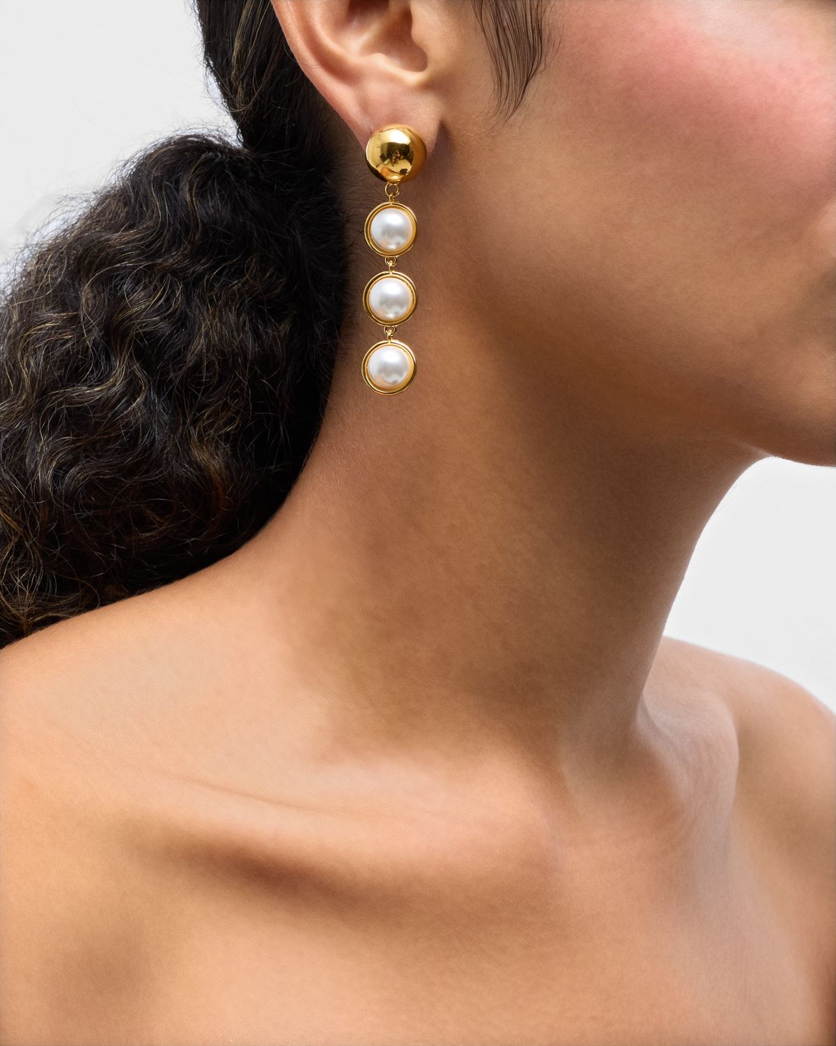 Oscar de la Renta Long Pearly Sphere Earrings