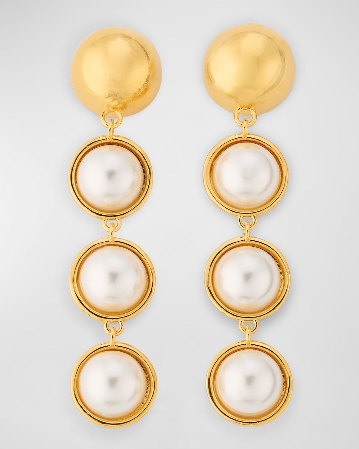 Oscar de la Renta Long Pearly Sphere Earrings