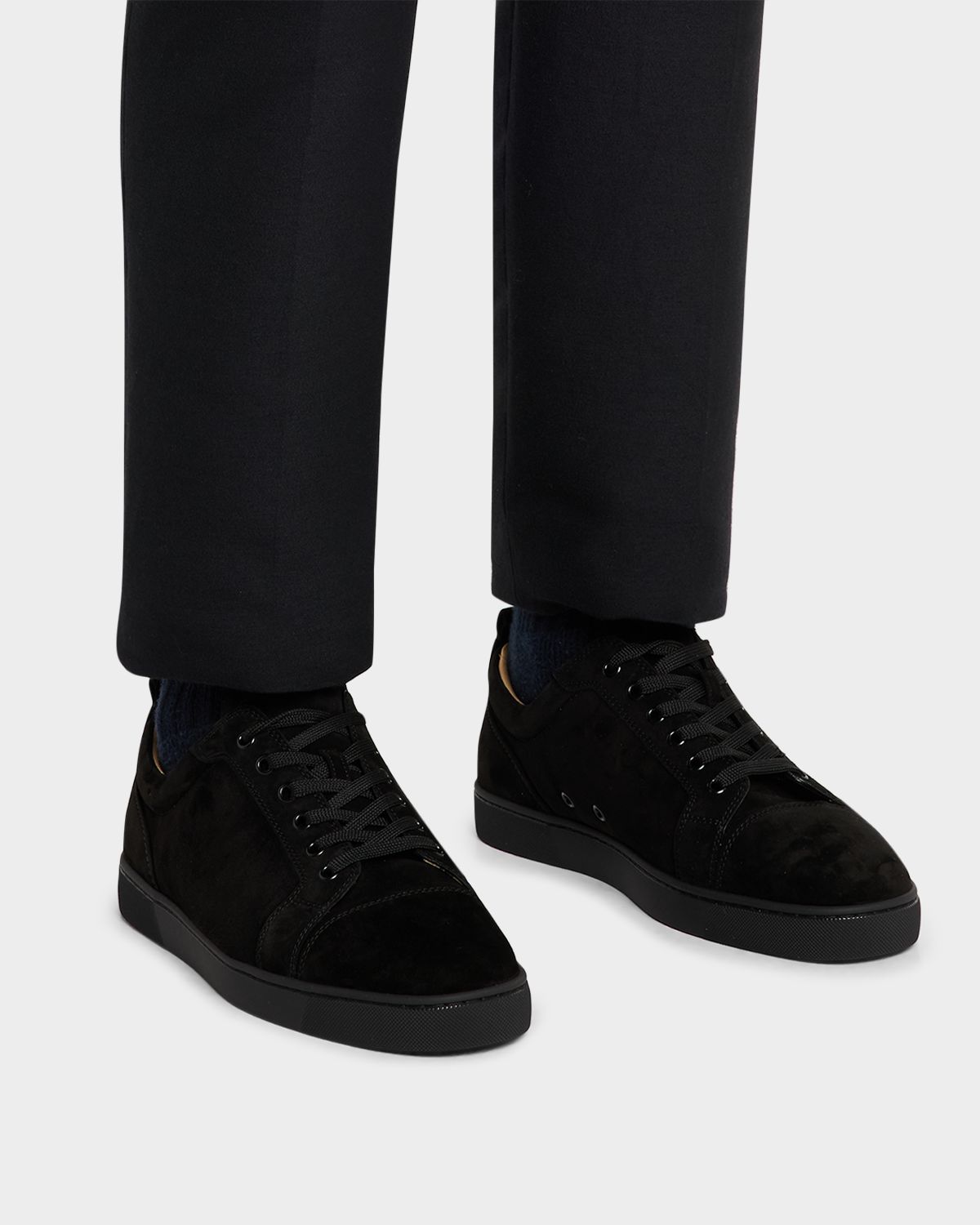 Christian Louboutin Men 's Louis Junior Suede Low-Top Sneakers