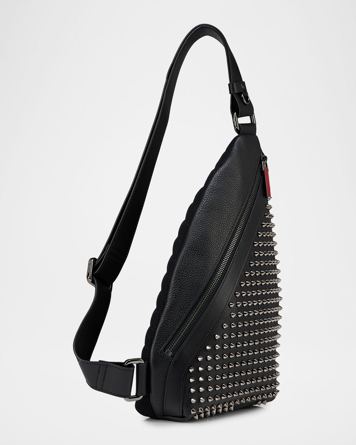 Christian Louboutin Men 's Funky Leather Empire Spikes Sling Bag