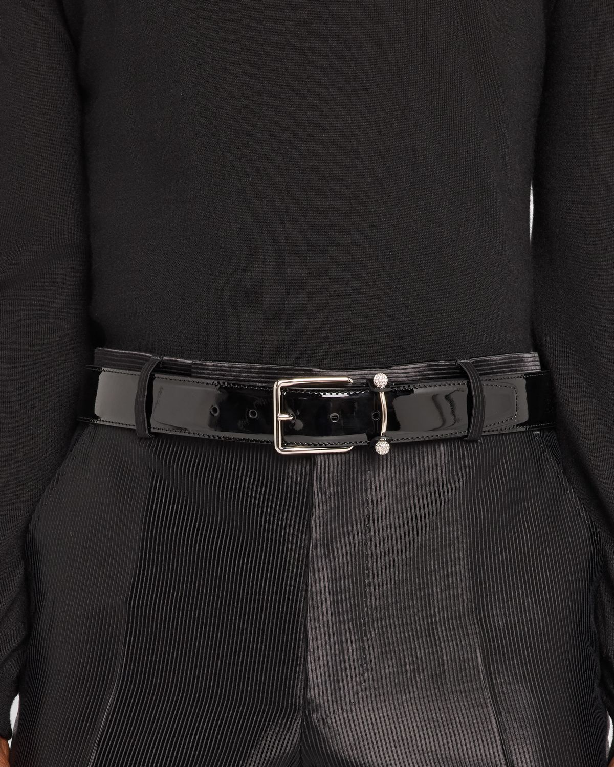 Christian Louboutin Men 's Chambeliss Night Strass Patent Leather Belt