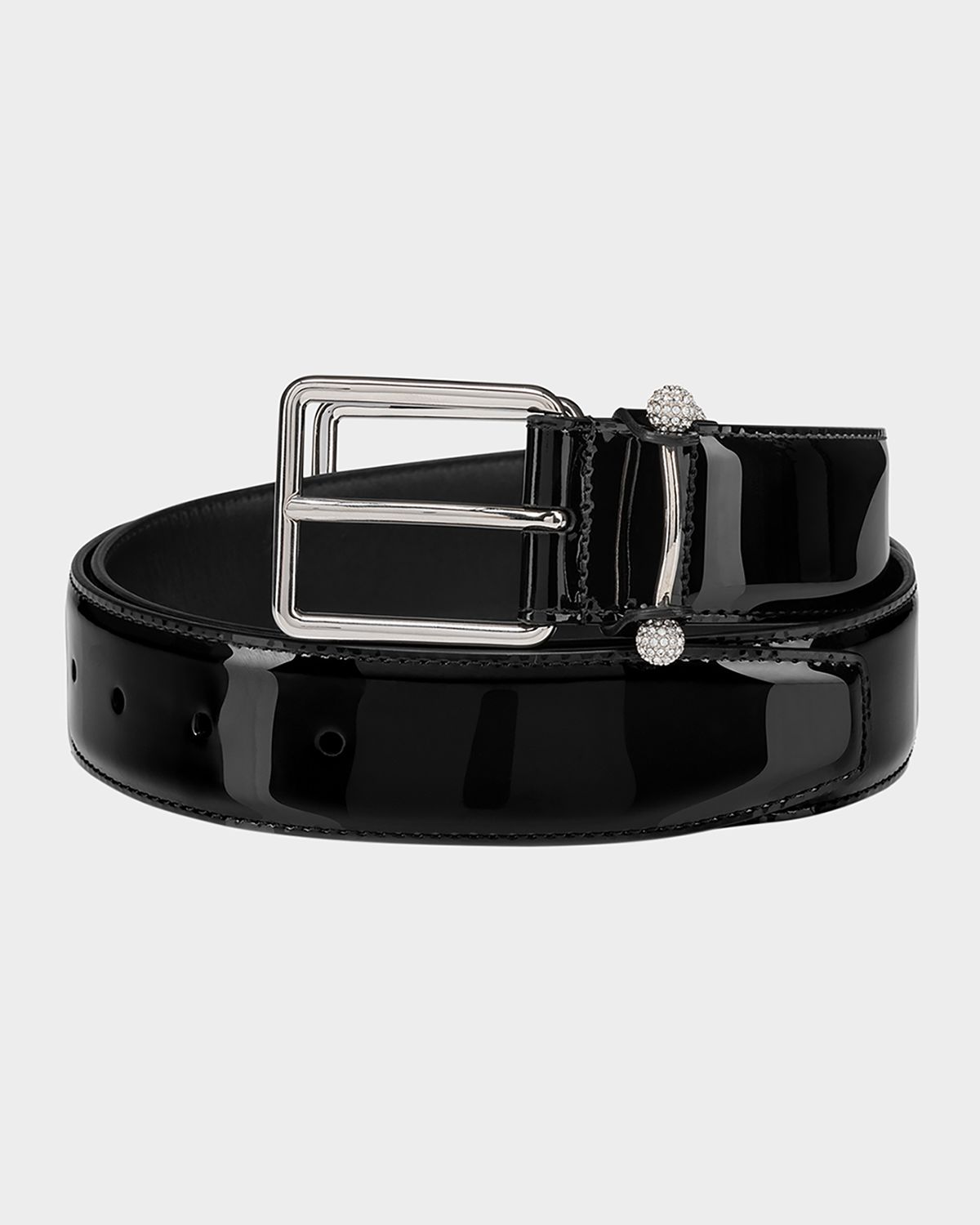 Christian Louboutin Men 's Chambeliss Night Strass Patent Leather Belt | Thumbnail 3 Christian Louboutin Men 's Chambeliss Night Strass Patent Leather Belt | Thumbnail 3