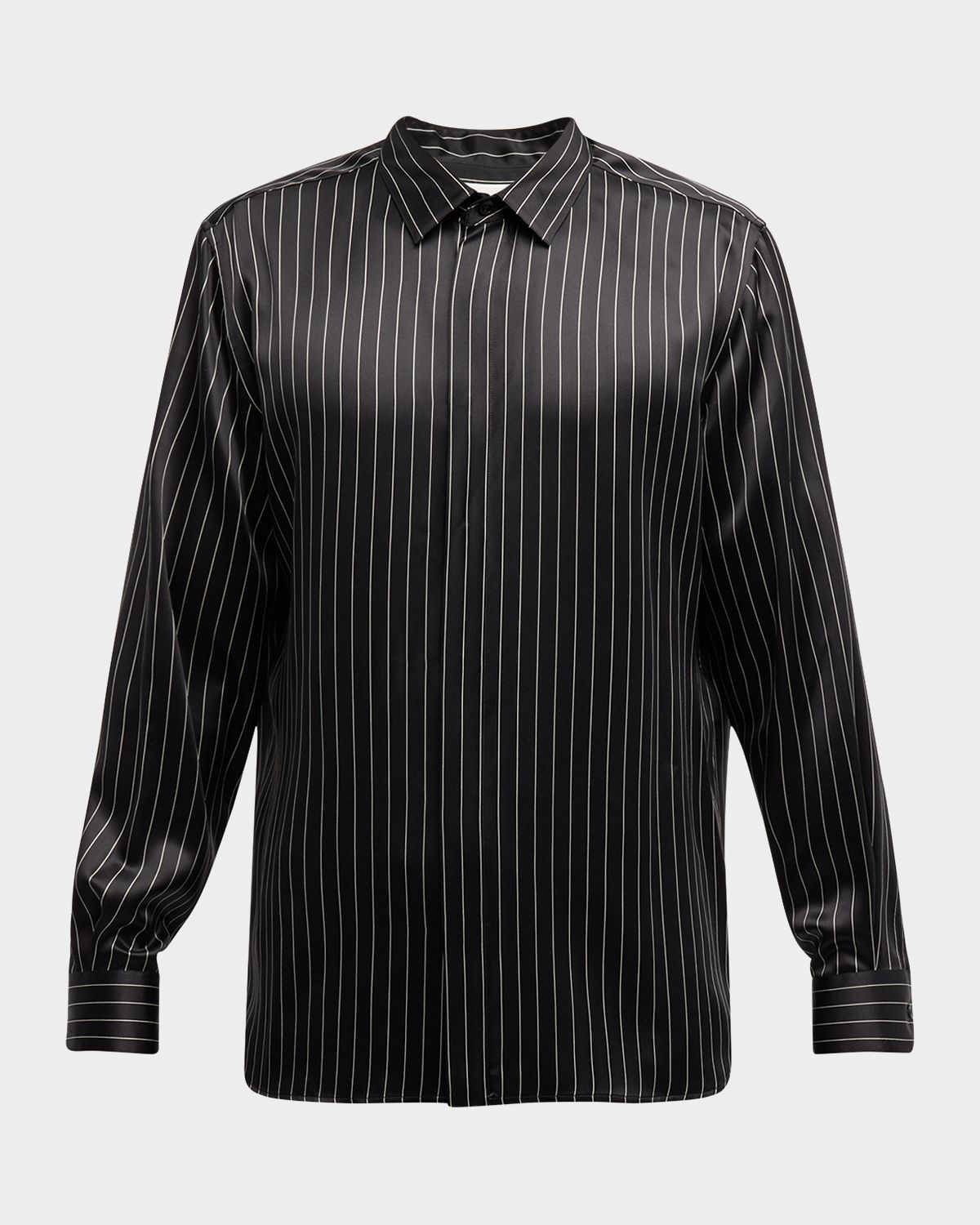 Saint Laurent Men 's Striped Silk Dress Shirt