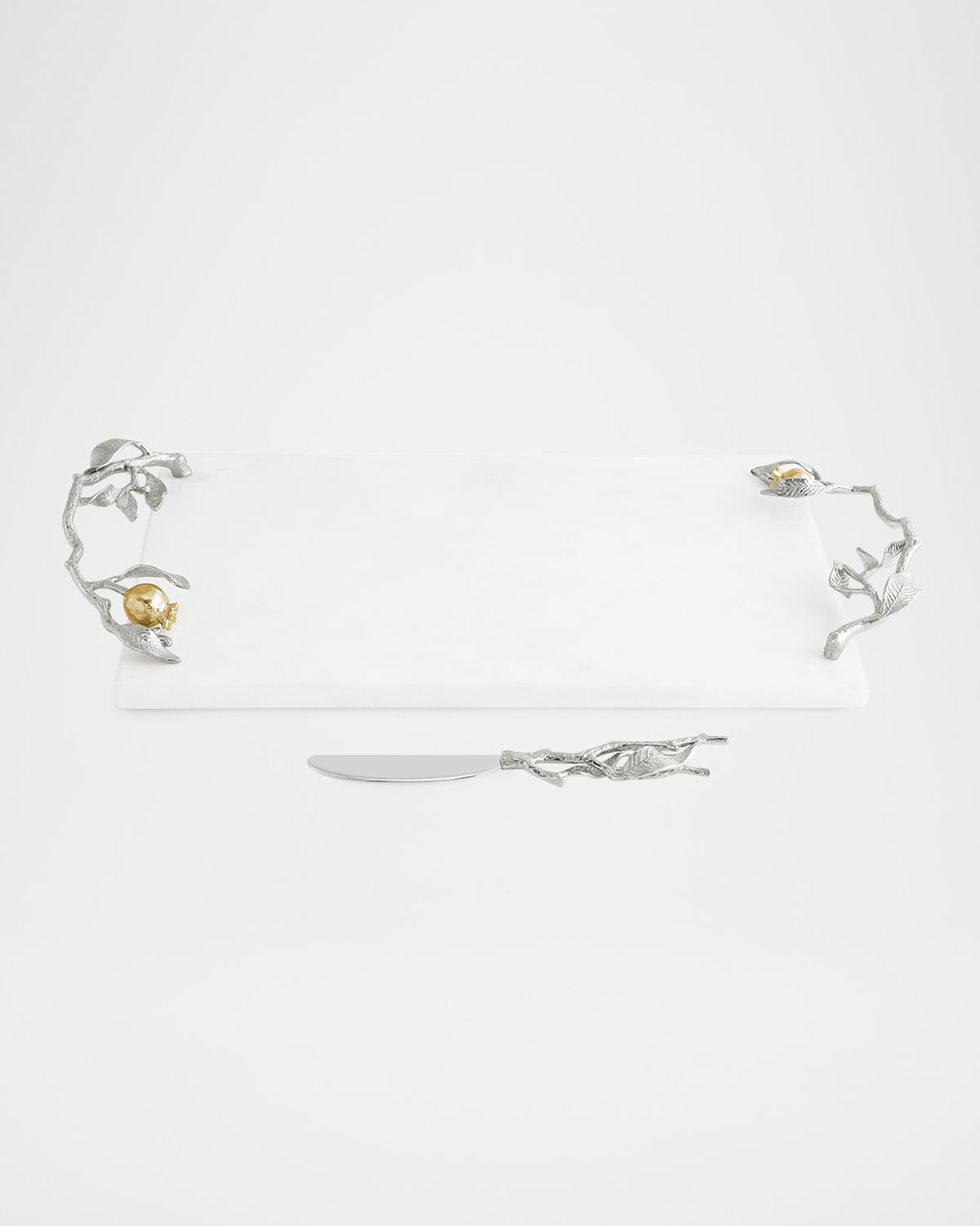 Michael Aram Pomegranate Silver & Gold Cheeseboard with Spreader