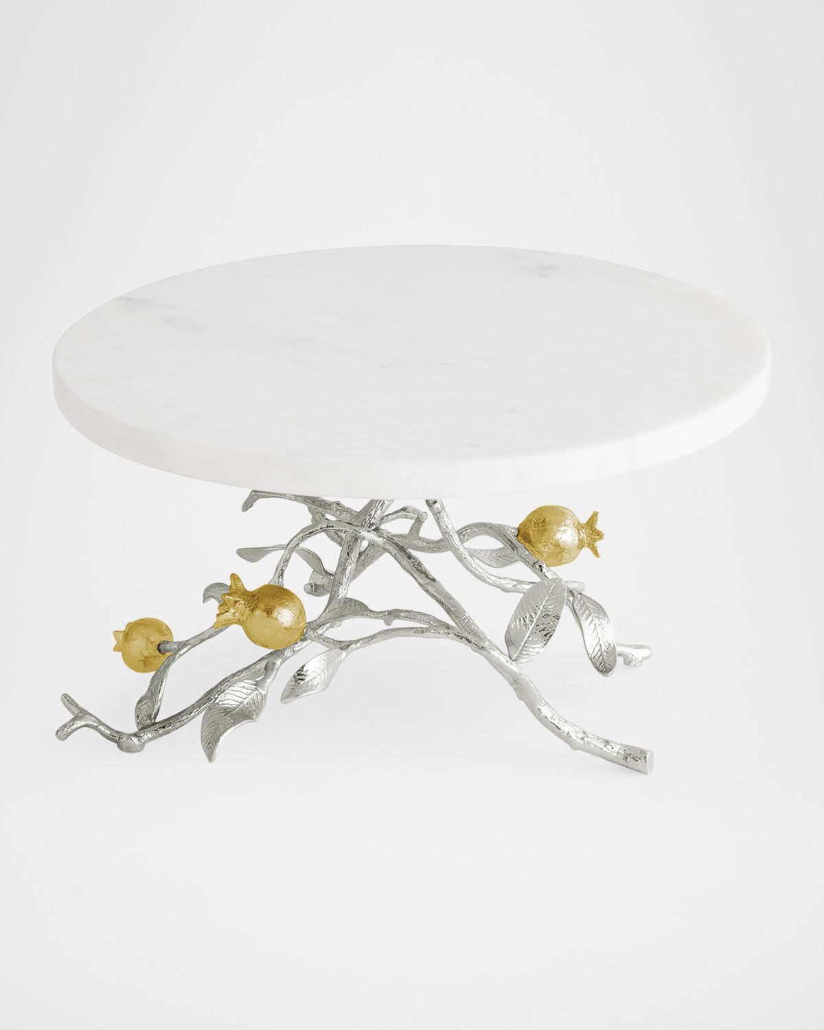 Michael Aram Pomegranate Silver & Gold Cake Stand with 24K Goldplate