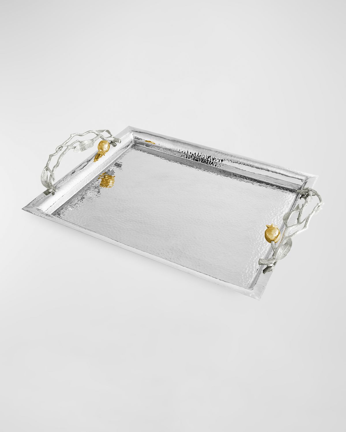 Michael Aram Pomegranate Silver & Gold Serving Tray with 24K Goldplate