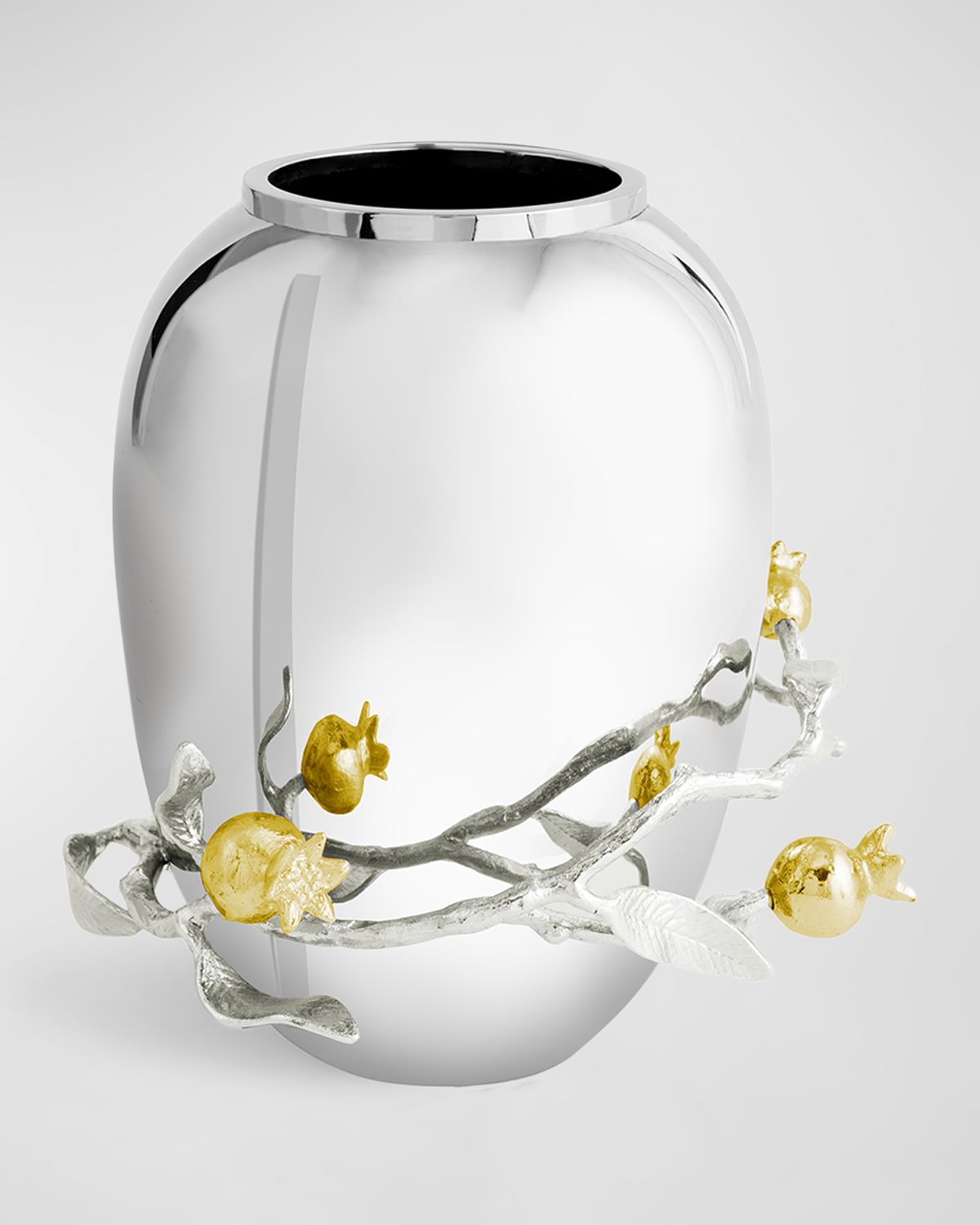 Michael Aram Pomegranate Silver & Gold Medium Vase with 24K Goldplate