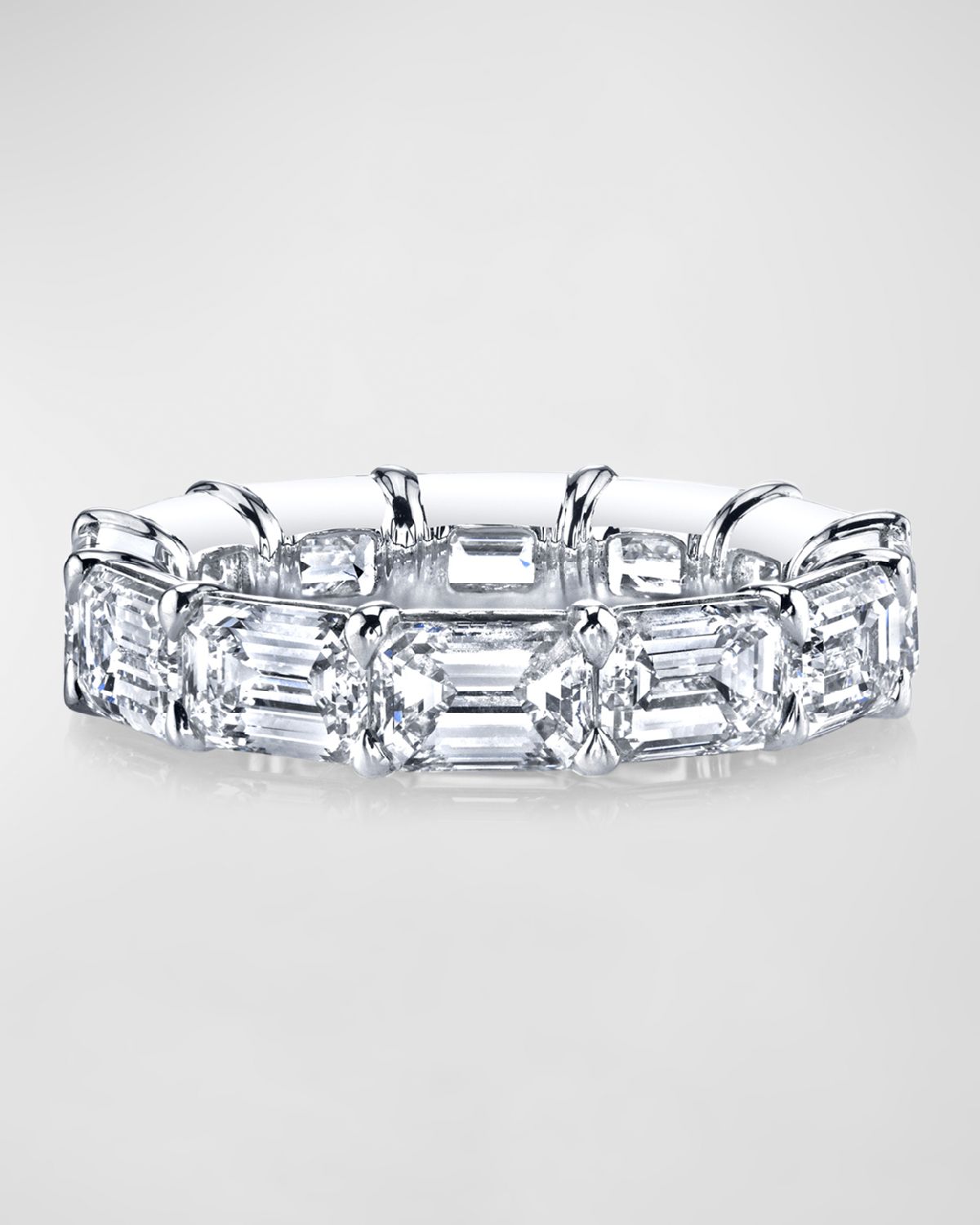 Neiman Marcus Diamonds Large Platinum Eternity Band with Horizontal Set Emerald Cut Diamonds