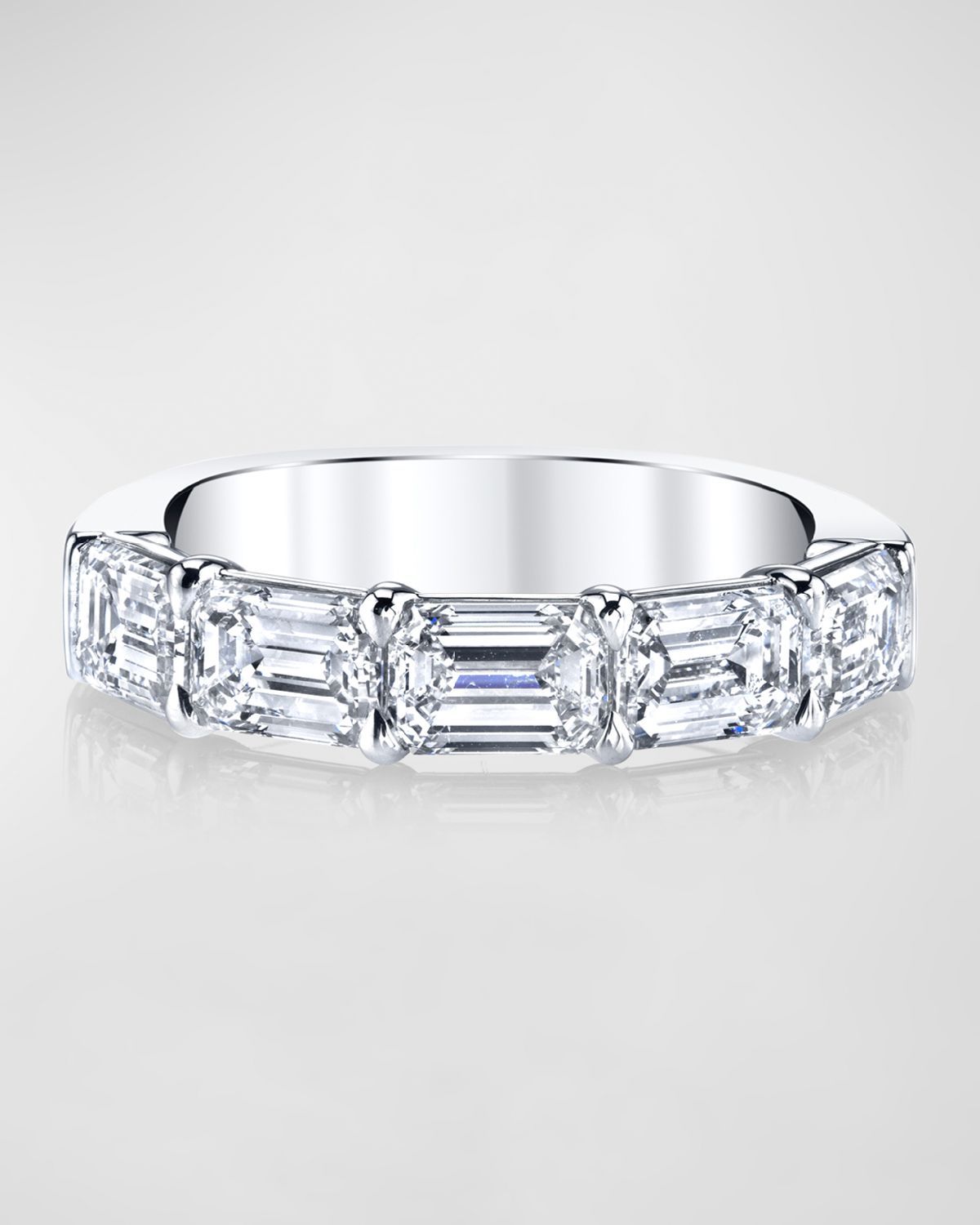 Neiman Marcus Diamonds Large Halfway Platinum Band with Horizontal Set Emerald Cut Diamonds, 1.60ct