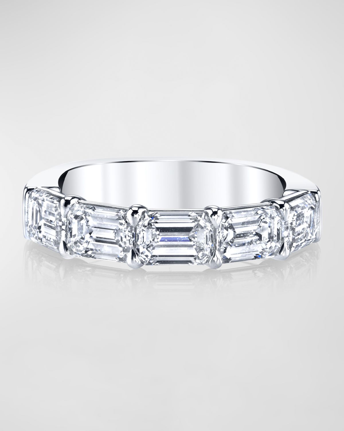 Neiman Marcus Diamonds Large Platinum Halfway Band with Horizontal Set Emerald Cut Diamonds, 2.25ct