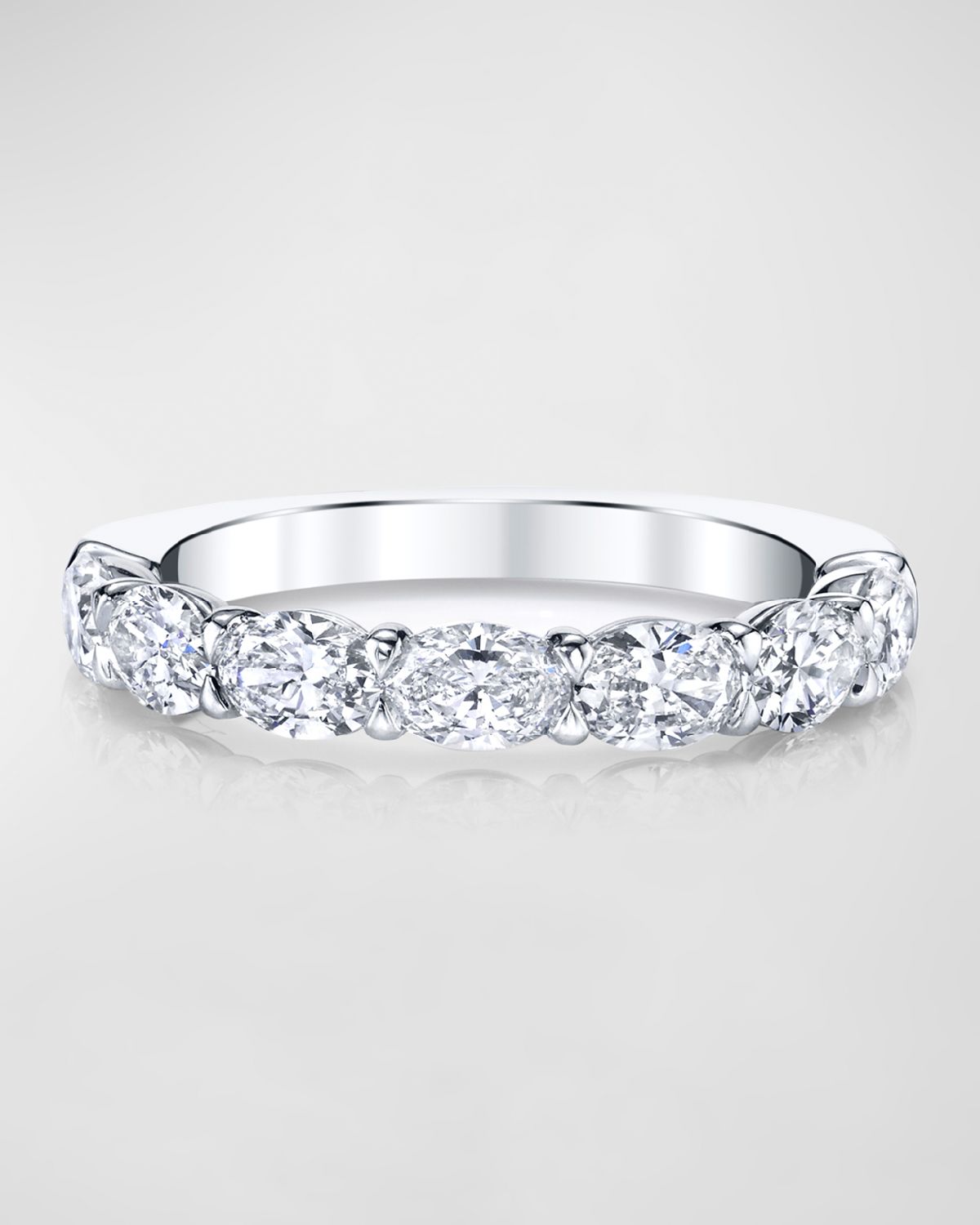 Neiman Marcus Diamonds Large Platinum Halfway Band with Horizontal Set Oval Diamonds, 1.40ct