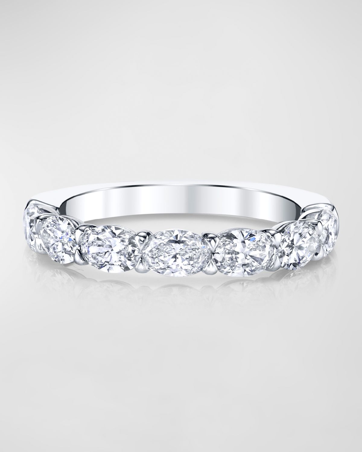 Neiman Marcus Diamonds Large Platinum Halfway Band with Horizontal Set Oval Diamonds, 1.80ct