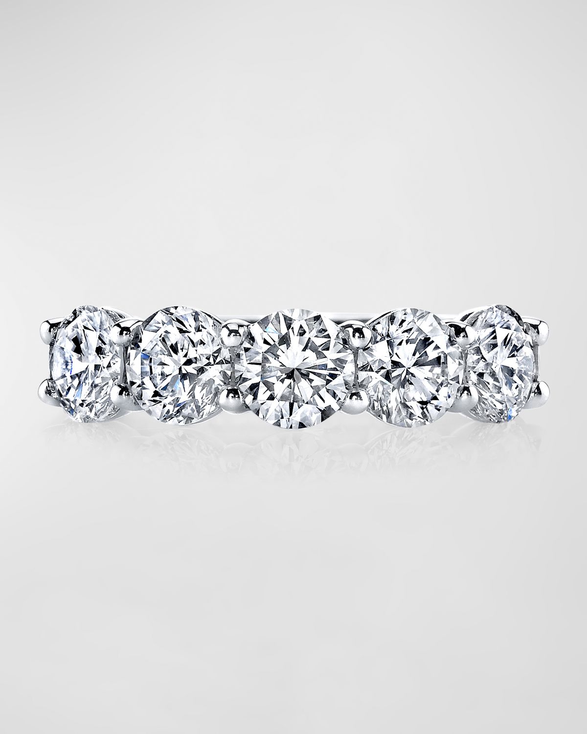 Neiman Marcus Diamonds Platinum 5 Stone Band with Round Cut Diamonds