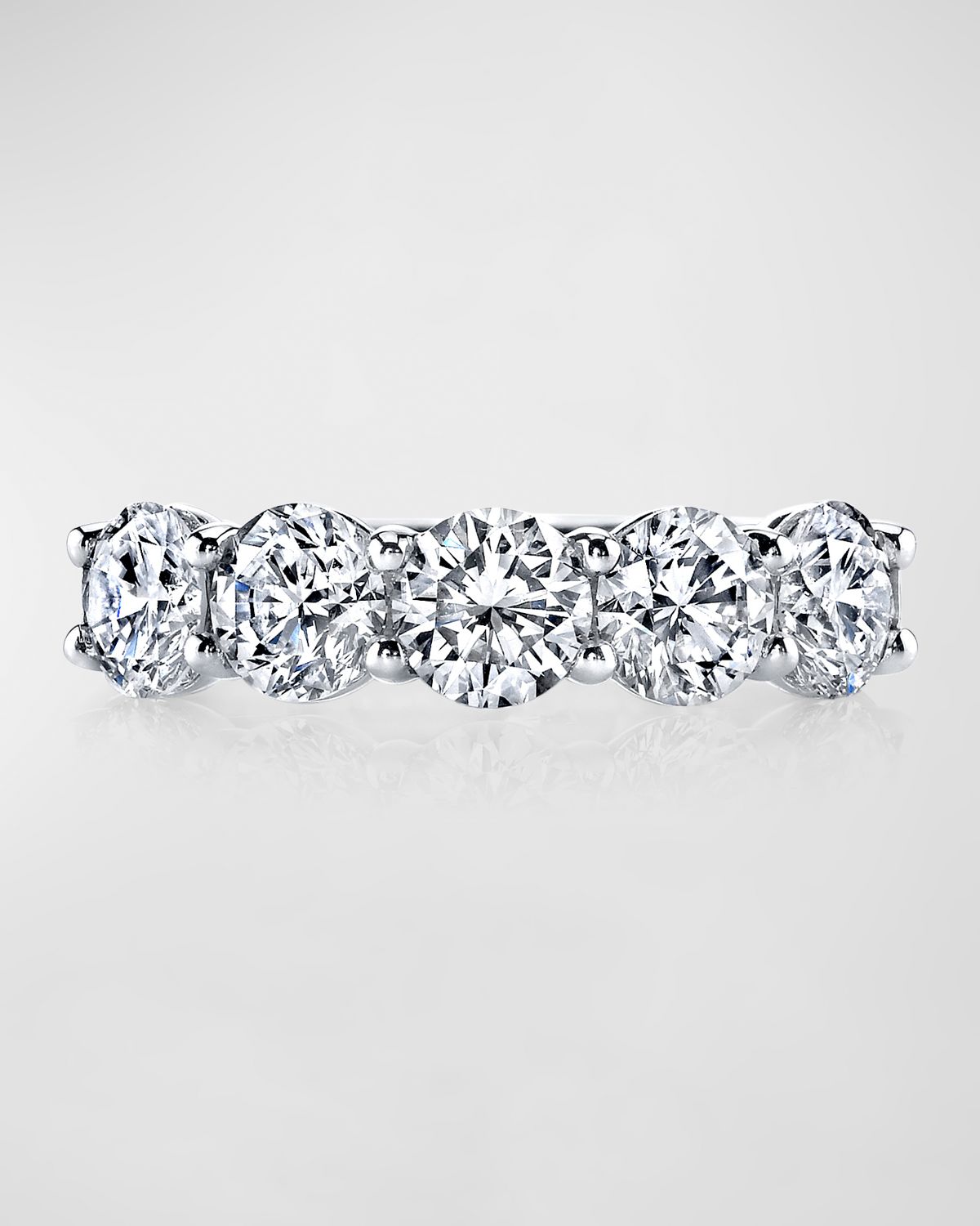 Neiman Marcus Diamonds Platinum 5 Stone Band with Round Cut Diamonds