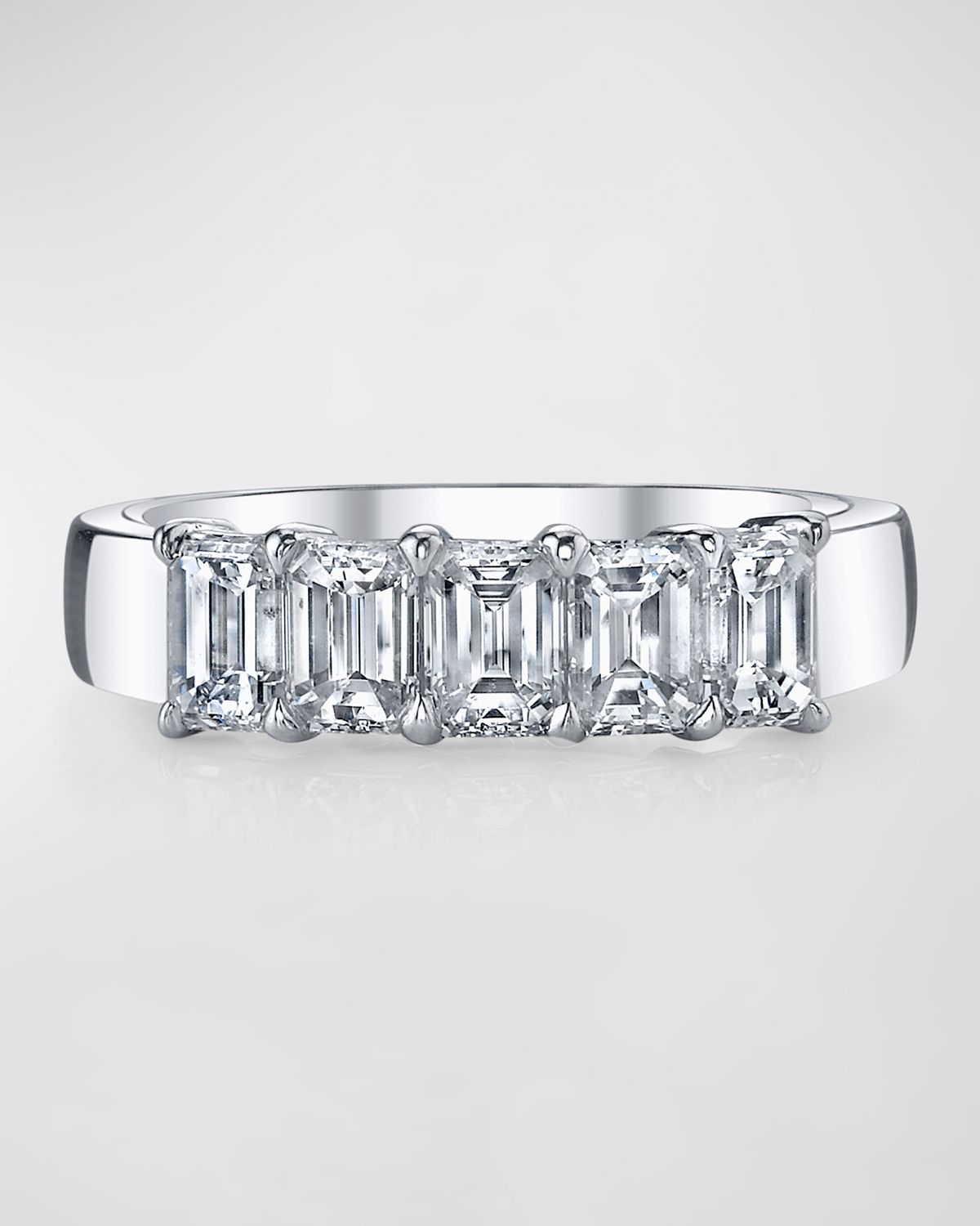 Neiman Marcus Diamonds Platinum 5 Stone Band with Emerald Cut Diamonds