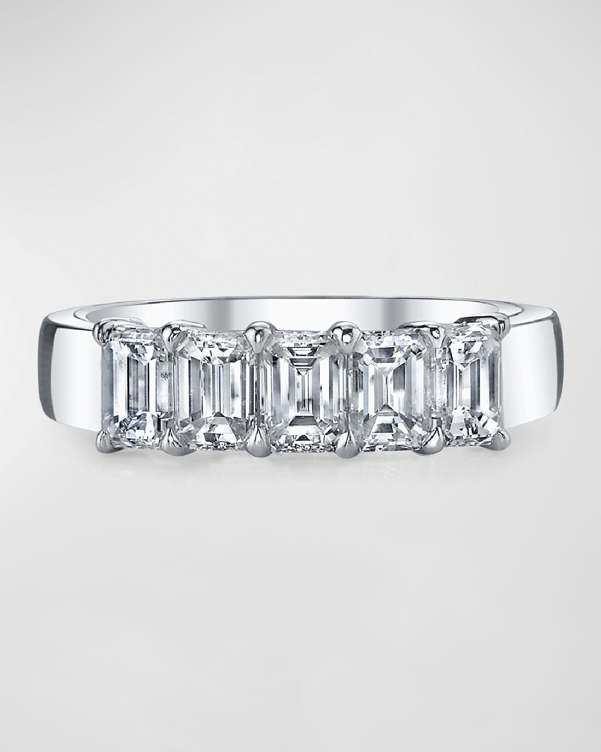 Neiman Marcus Diamonds Platinum 5 Stone Band with Emerald Cut Diamonds