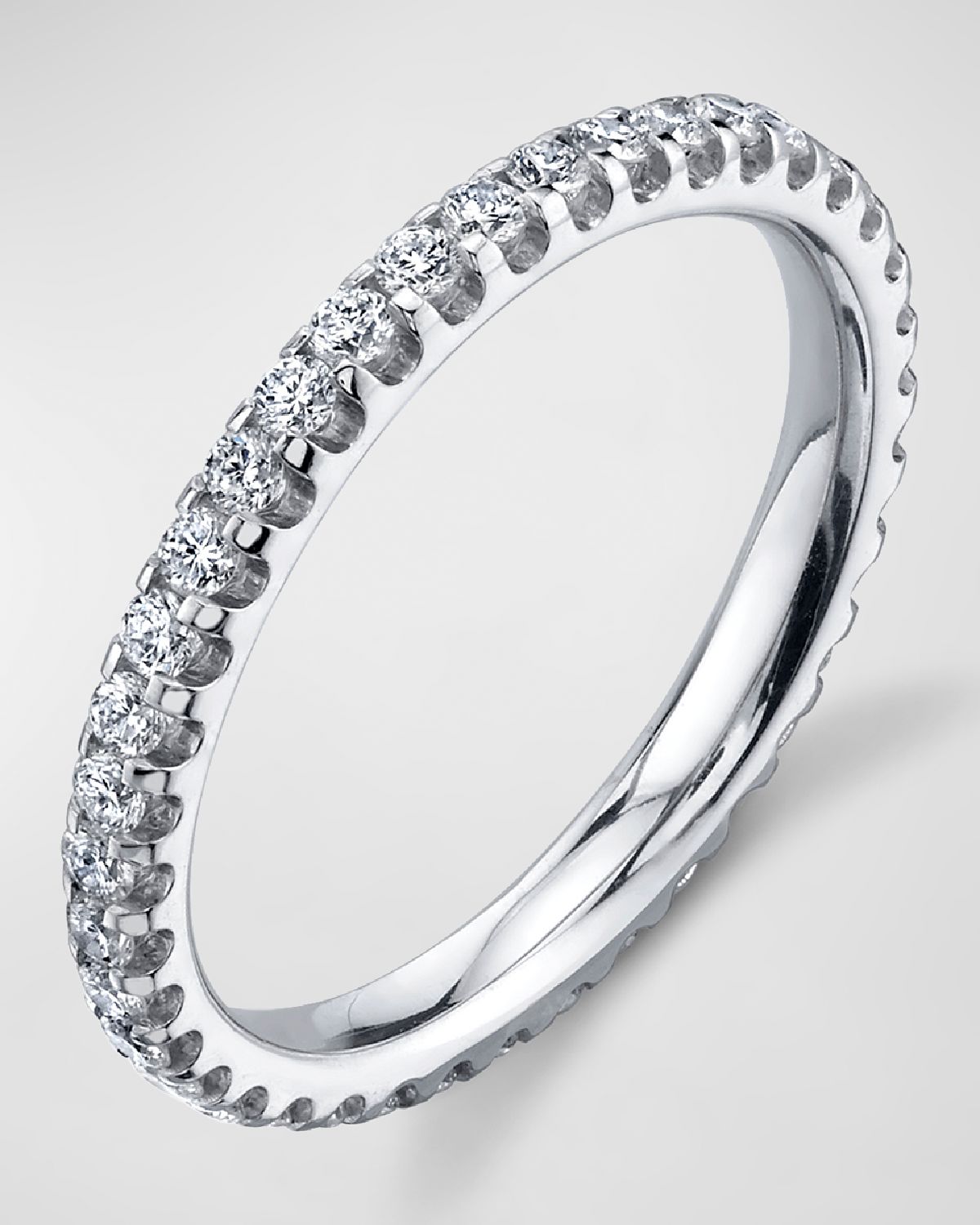 Neiman Marcus Diamonds 18K White Gold Eternity Comfort Fit Band with U Prong Set Round Cut Diamonds, 0.50ct