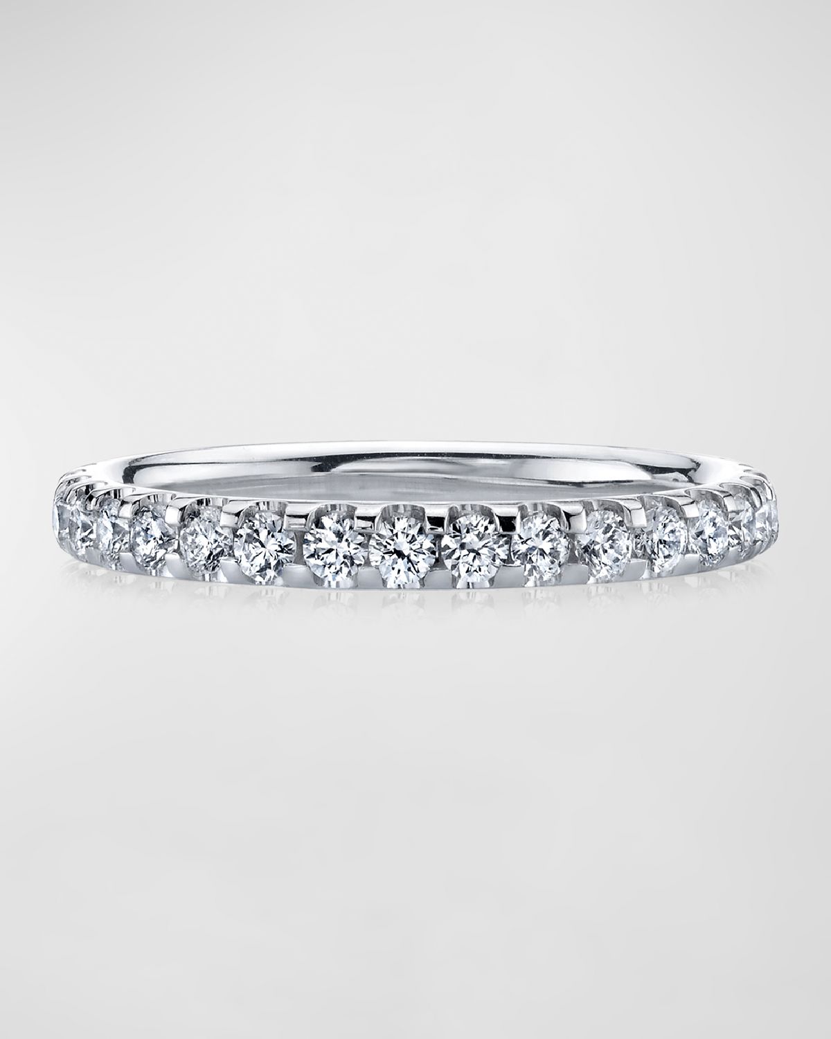 Neiman Marcus Diamonds 18K White Gold Eternity Comfort Fit Band with U Prong Set Round Cut Diamonds, 1.10ct