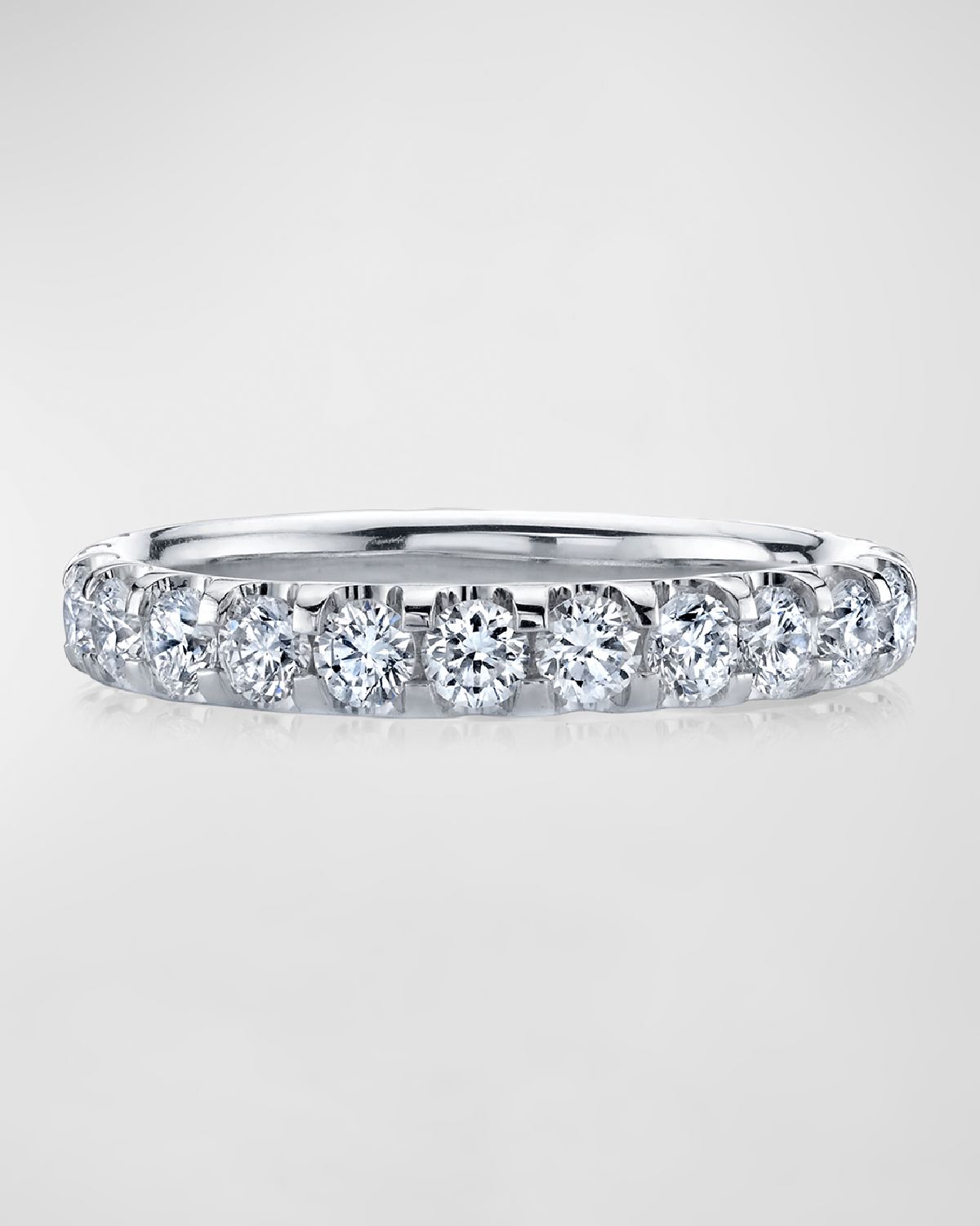 Neiman Marcus Diamonds 18K White Gold Eternity Comfort Fit Band with U Prong Set Round Cut Diamonds, 1.50ct
