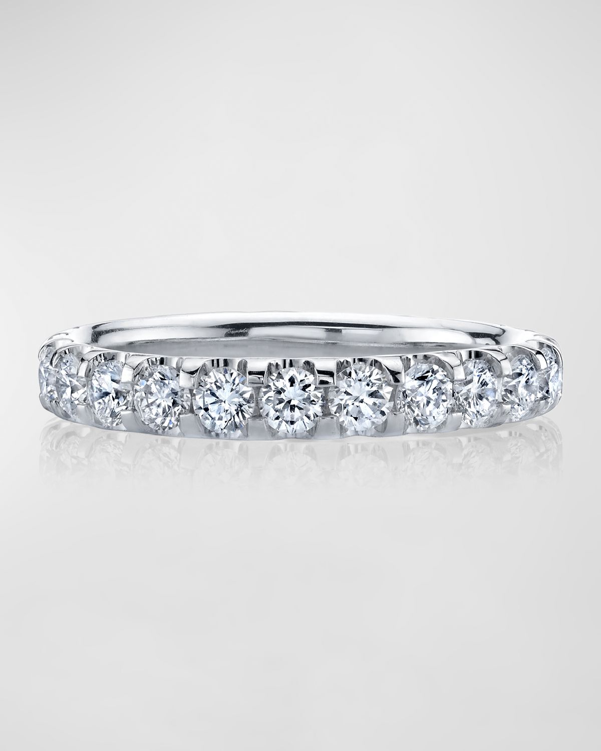 Neiman Marcus Diamonds 18K White Gold Eternity Comfort Fit Band with U Prong Set Round Cut Diamonds, 2.00ct