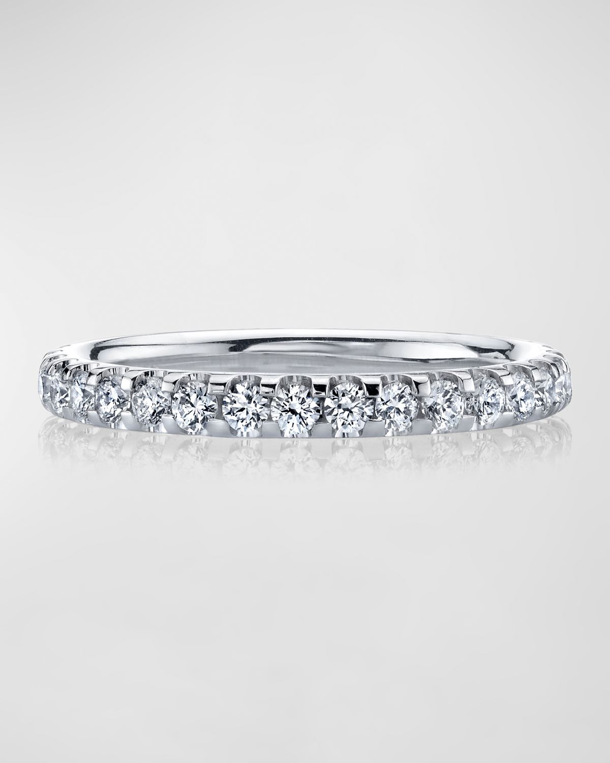Neiman Marcus Diamonds Platinum Halfway Comfort Fit Band with U Prong Set Round Cut Diamonds, 0.40ct