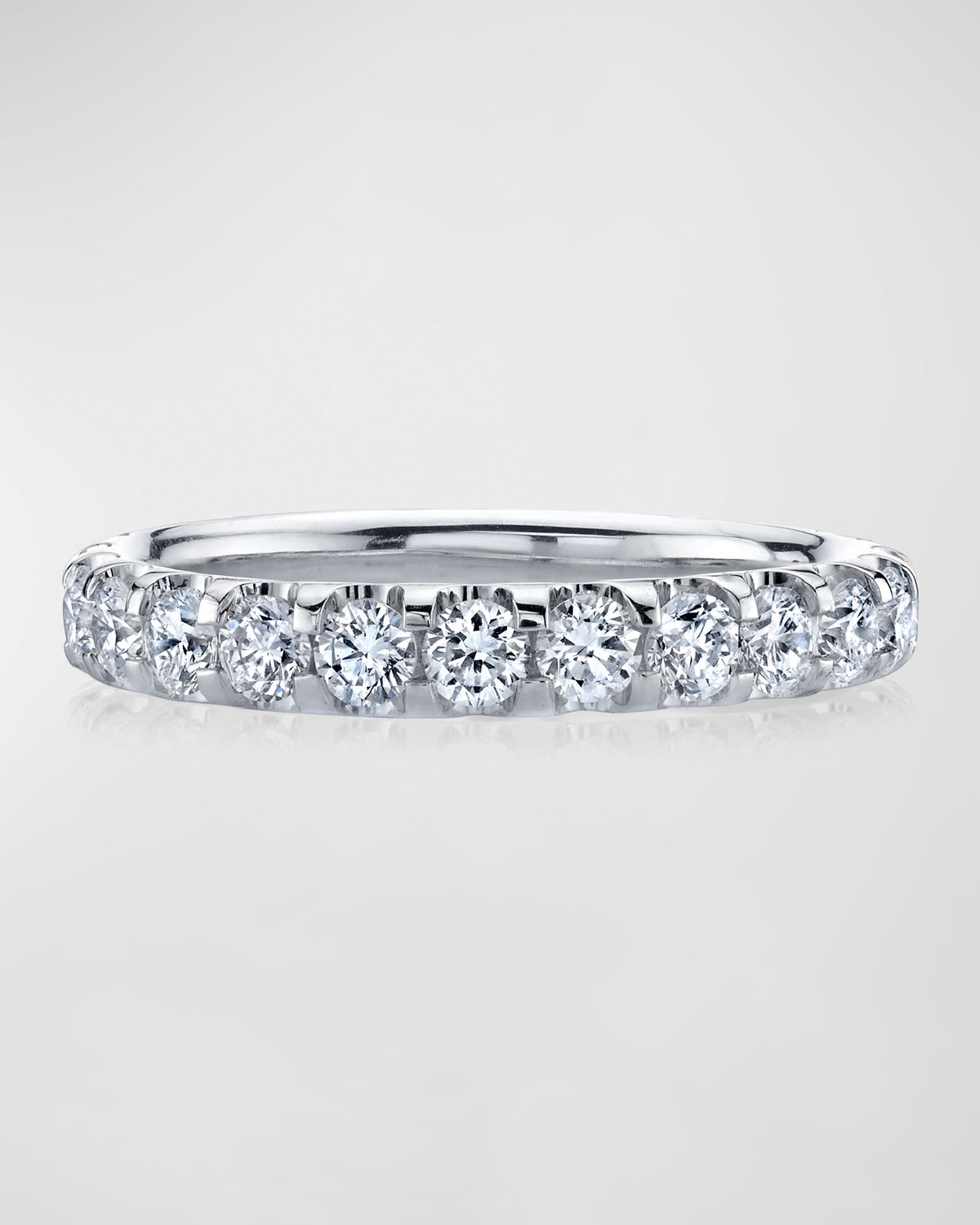 Neiman Marcus Diamonds Platinum Halfway Comfort Fit Band with U Prong Set Round Cut Diamonds, 0.80ct