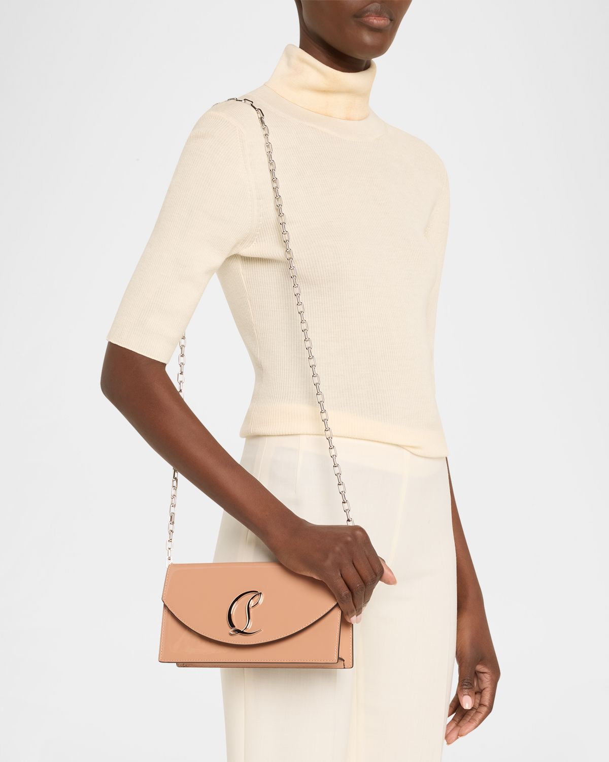 Christian Louboutin Loubi54 Flap Patent Leather Clutch Bag