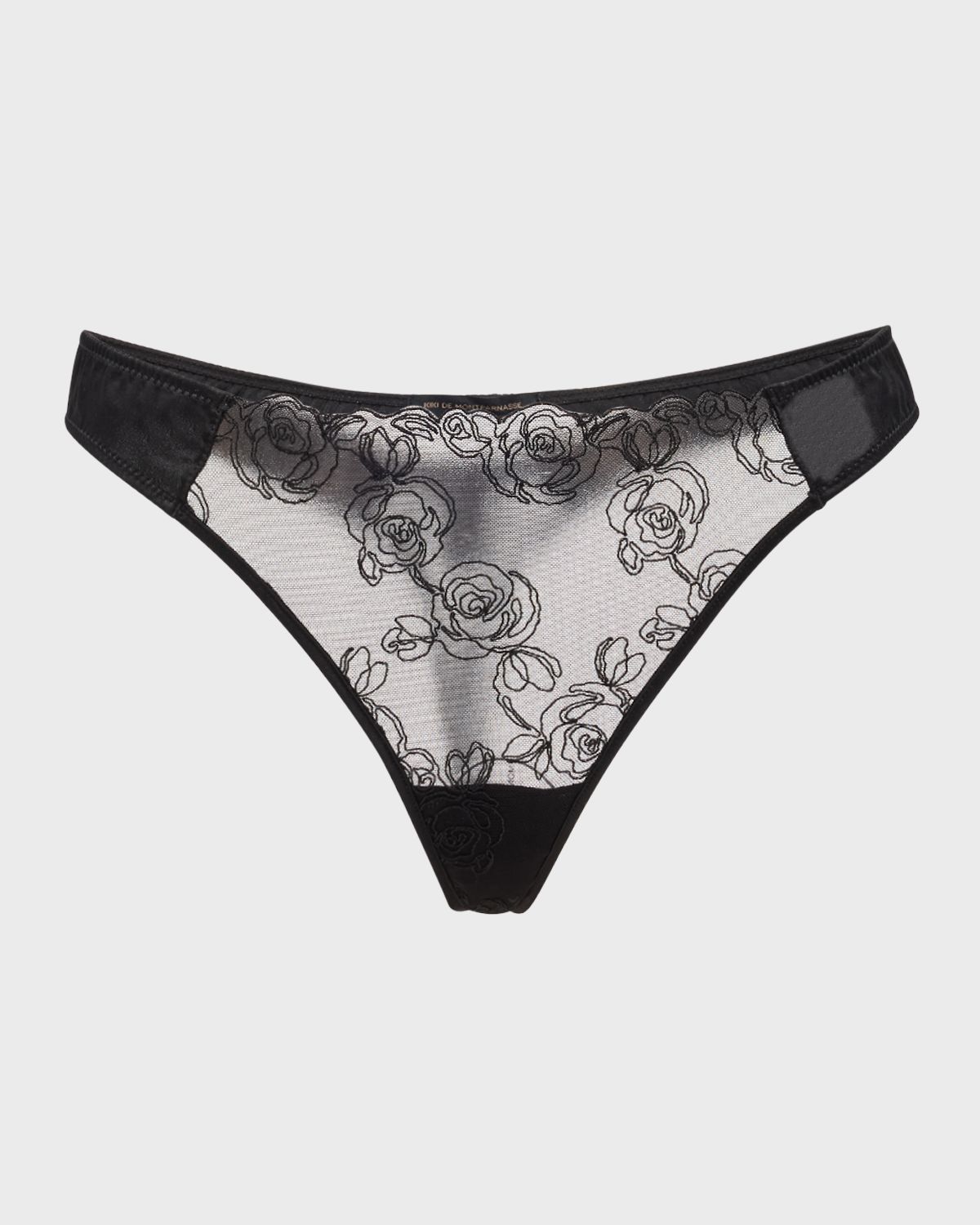 Kiki De Montparnasse La Rose Floral-Embroidered Tulle Thong
