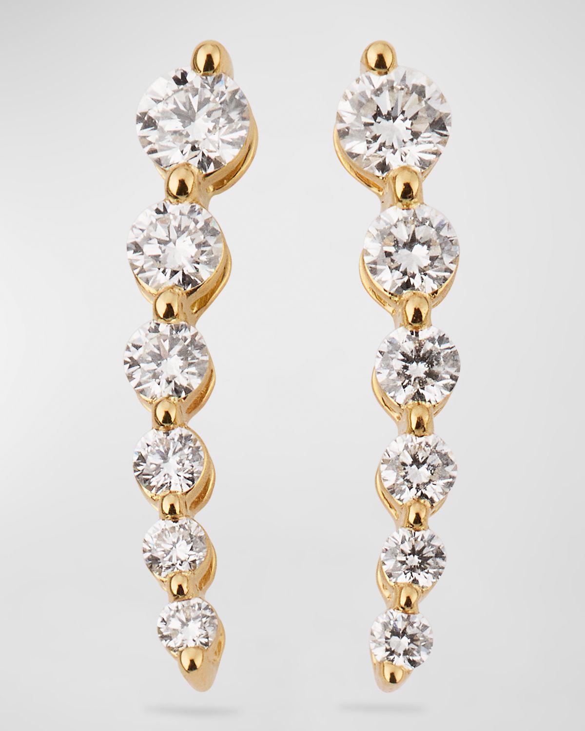 Lisa Nik Sparkle 18K Yellow Gold Baguette and Round Diamond Earring Climbers
