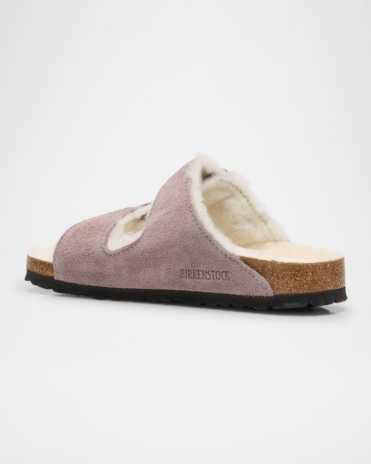 BIRKENSTOCK Arizona Suede Shearling Dual-Buckle Slide Sandals