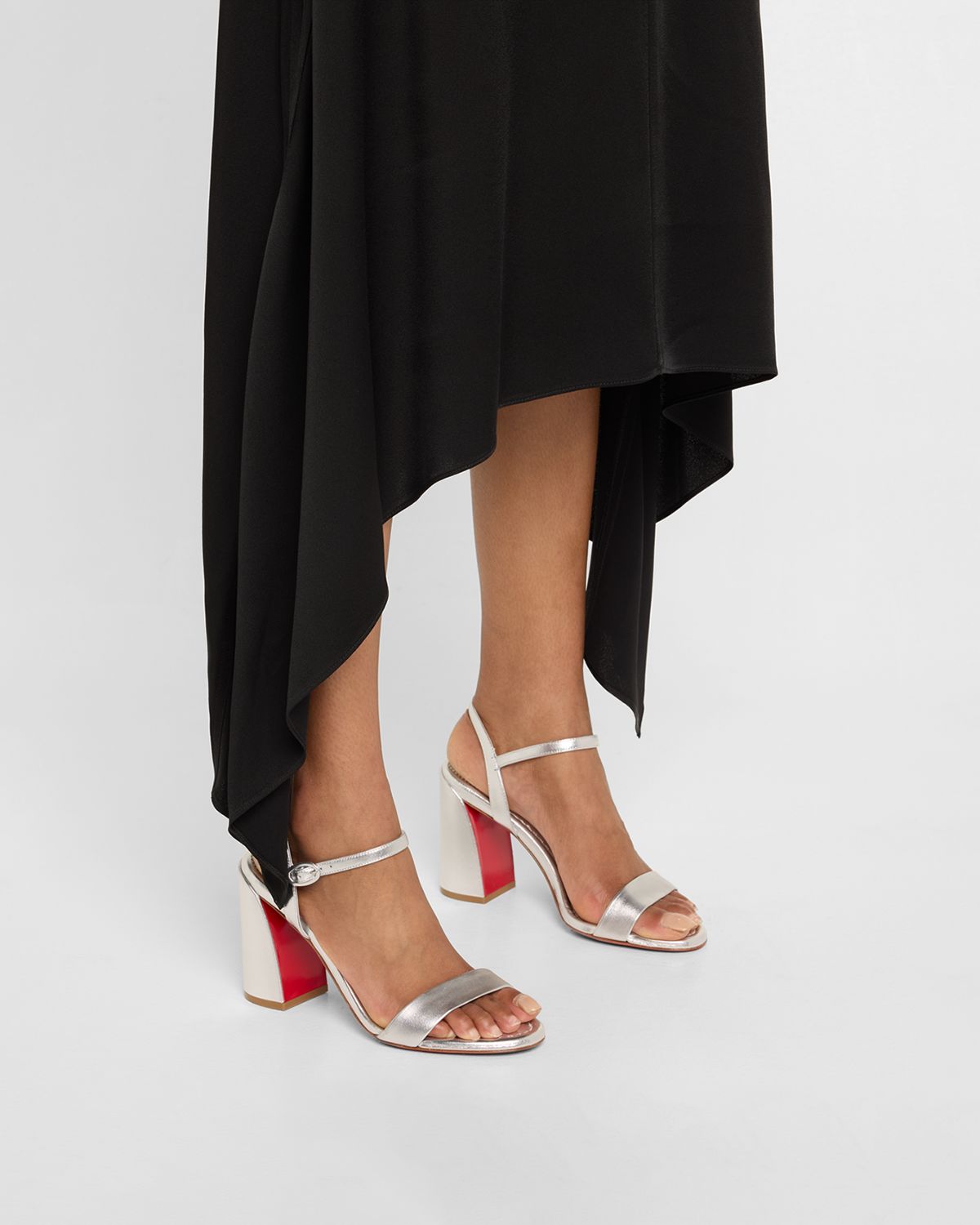 Christian Louboutin 85mm Miss Jane Metallic Ankle-Strap Sandals