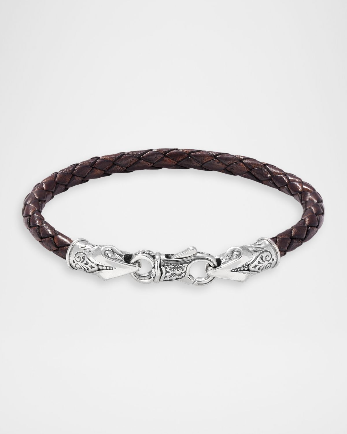 Konstantino Men 's Perseus Sterling Silver and Braided Leather Bracelet
