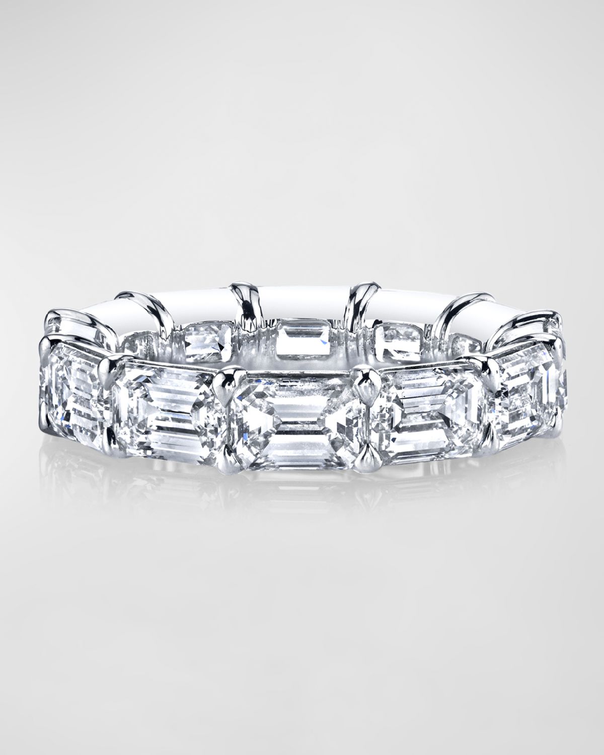Neiman Marcus Diamonds Large Platinum Eternity Band with Horizontal Set Emerald Cut Diamonds