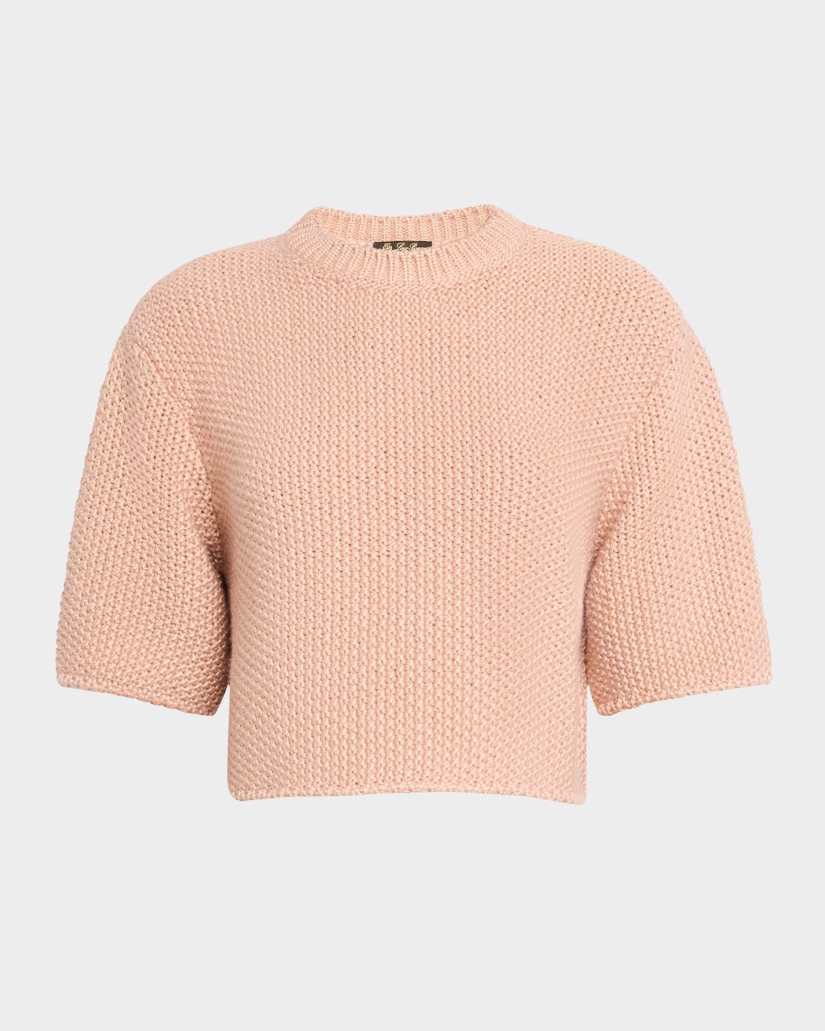 Loro Piana Boccioleto Cashmere-Silk Crewneck Crop Sweater