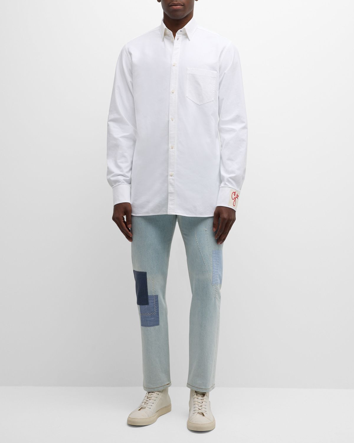 Golden Goose Men 's Compact Oxford Logo Sport Shirt