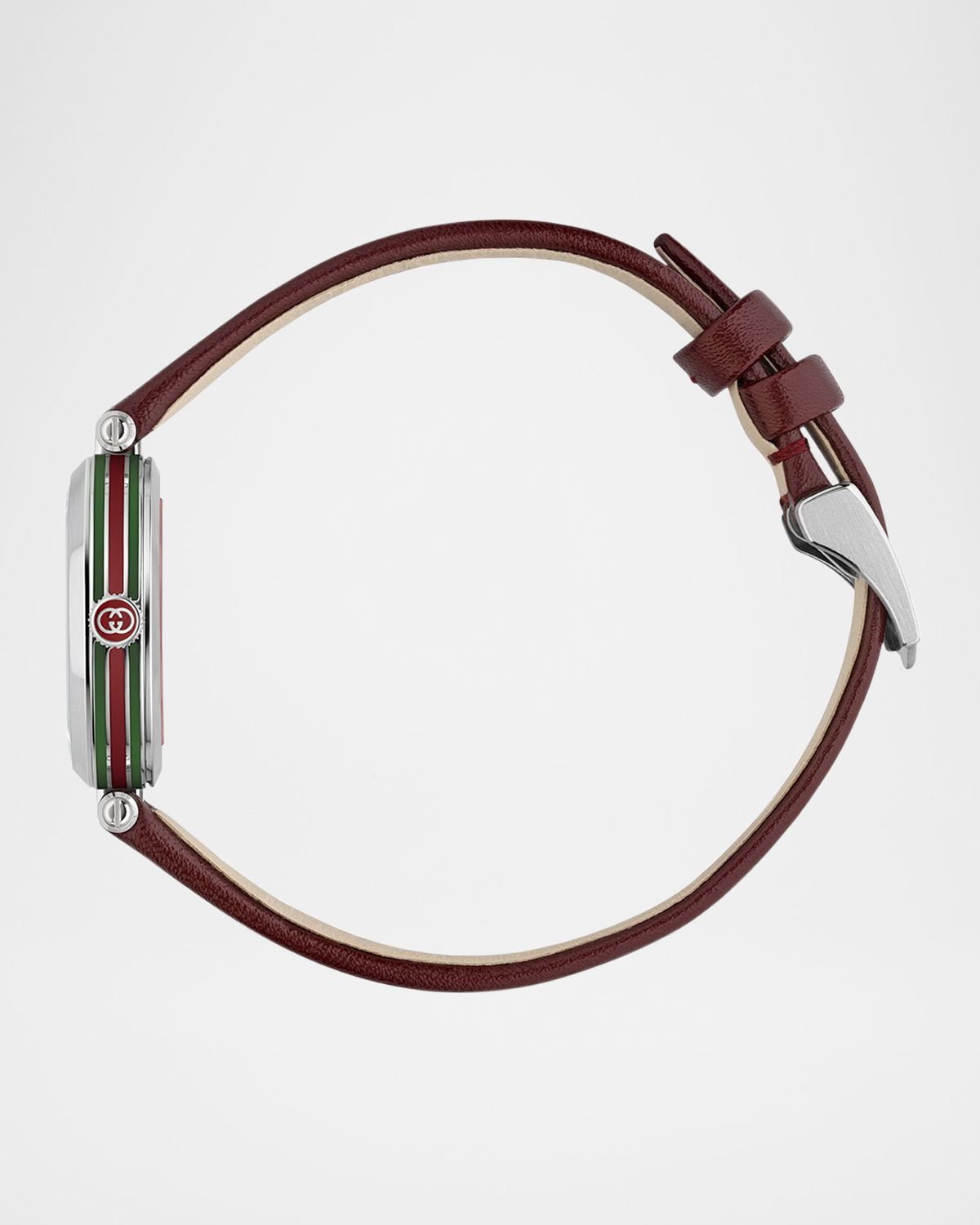 Gucci Stainless Steel Model 2000 24mm Watch with Red Leather Strap