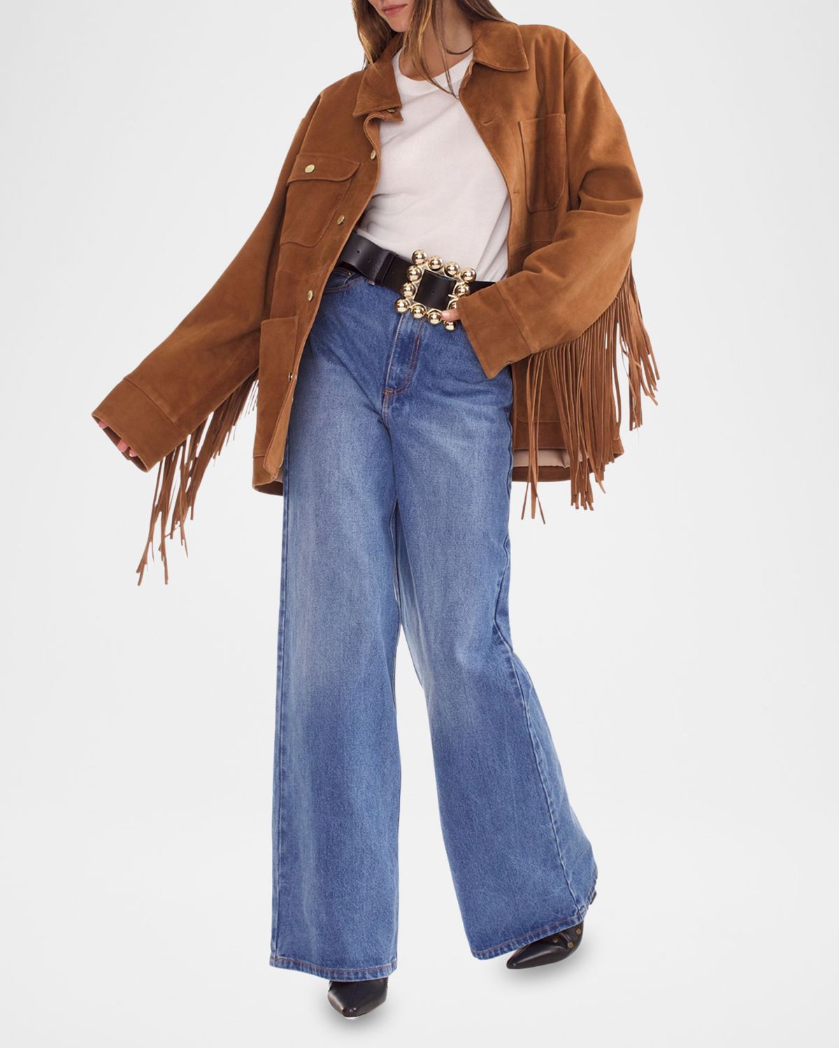 Cynthia Rowley Fringe-Trim Faux Suede Jacket | Thumbnail 4 Cynthia Rowley Fringe-Trim Faux Suede Jacket | Thumbnail 4