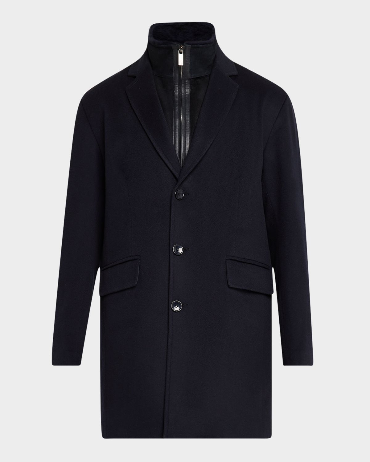Gorski Men 's Loro Wool Short Coat with Merino Shearling Lamb Trim