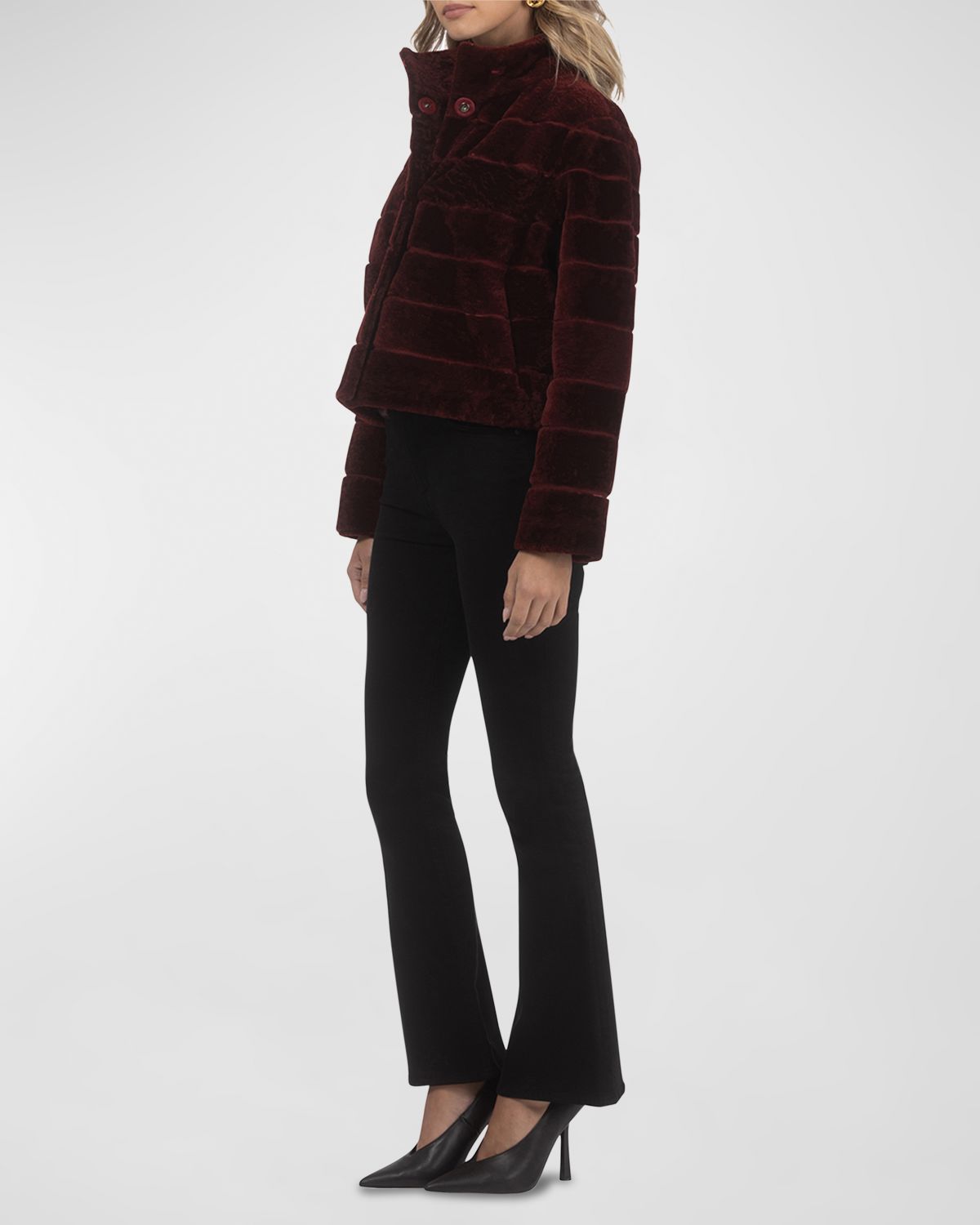 Gorski Reversible Textured Lamb Shearling Jacket